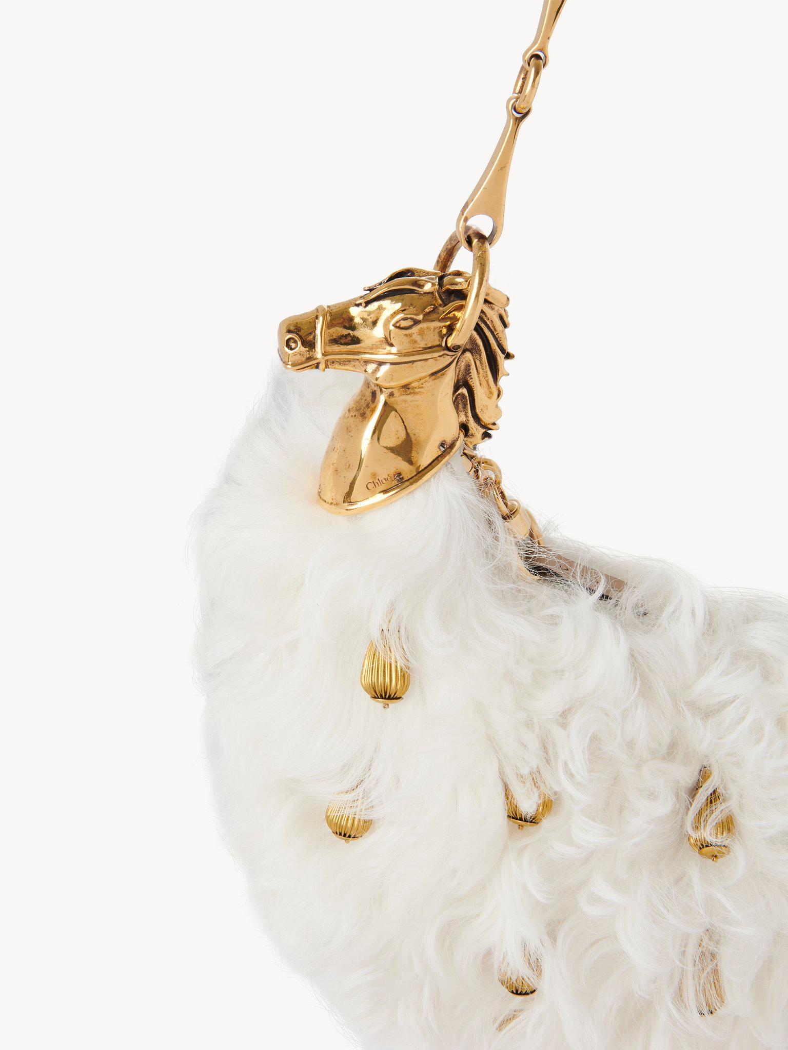 Chain Horse shoulder bag in shearling Product Image
