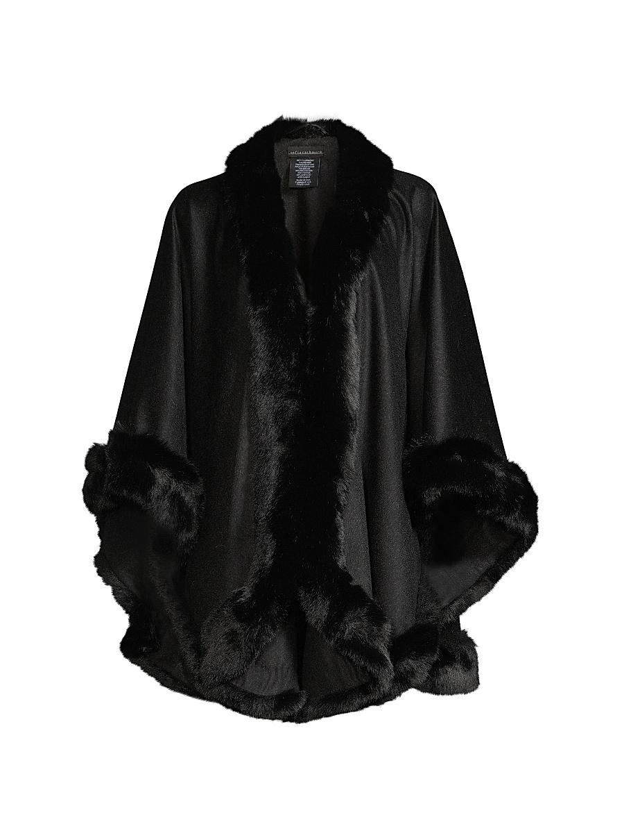 Womens Faux Fur & Cashmere U-Cape Product Image
