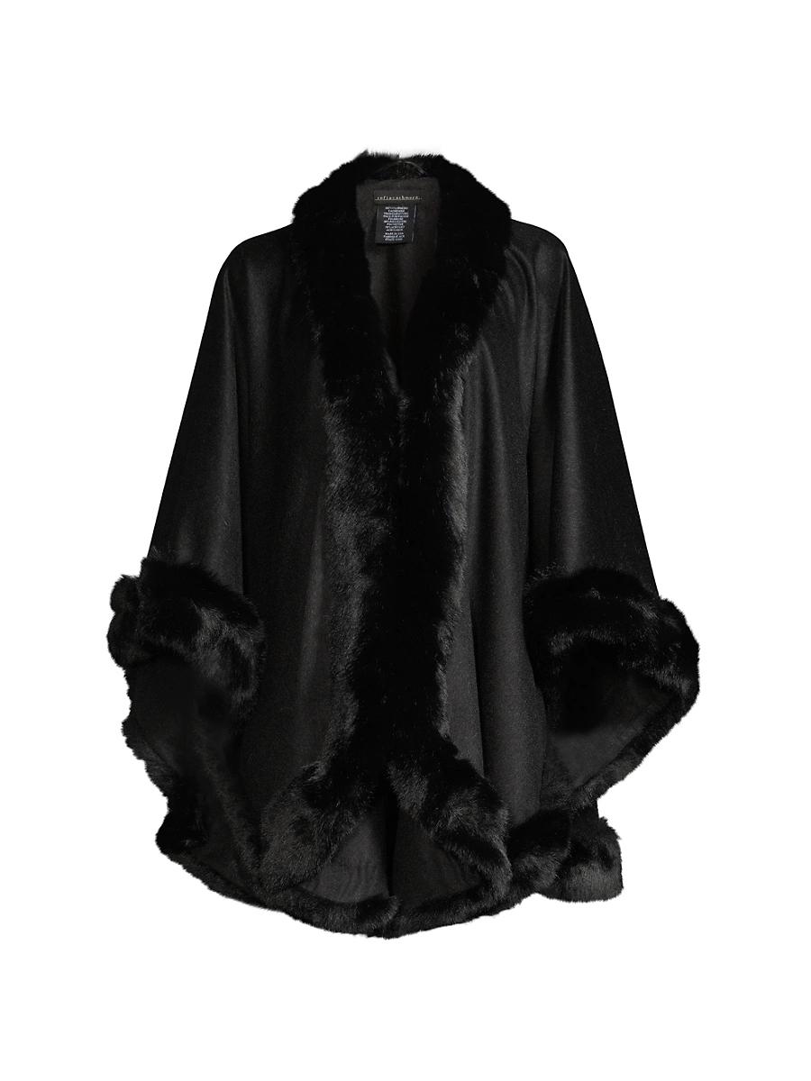 Womens Faux Fur & Cashmere U-Cape Product Image