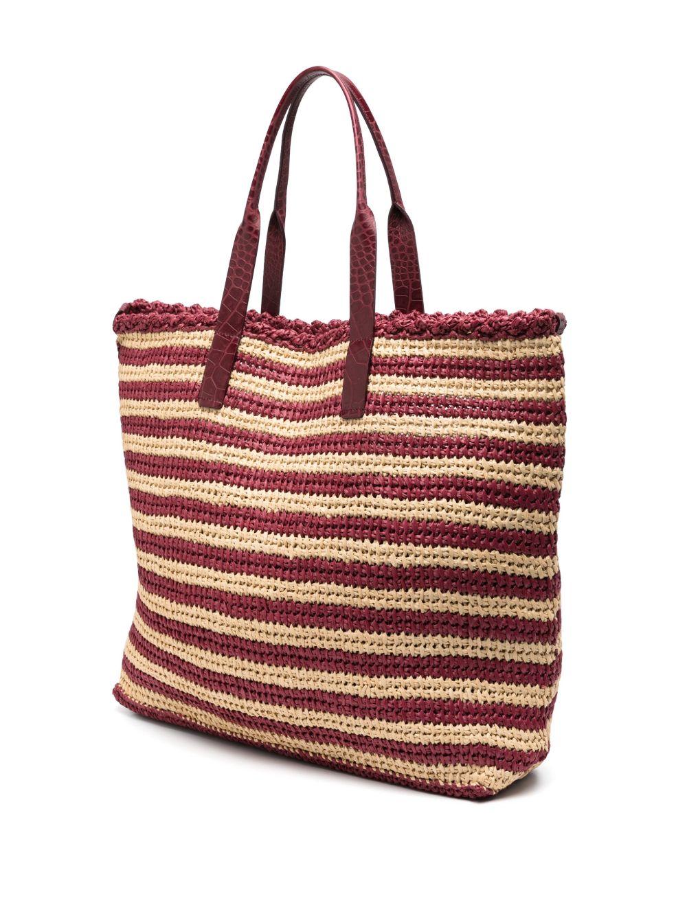 striped raffia tote bag Product Image
