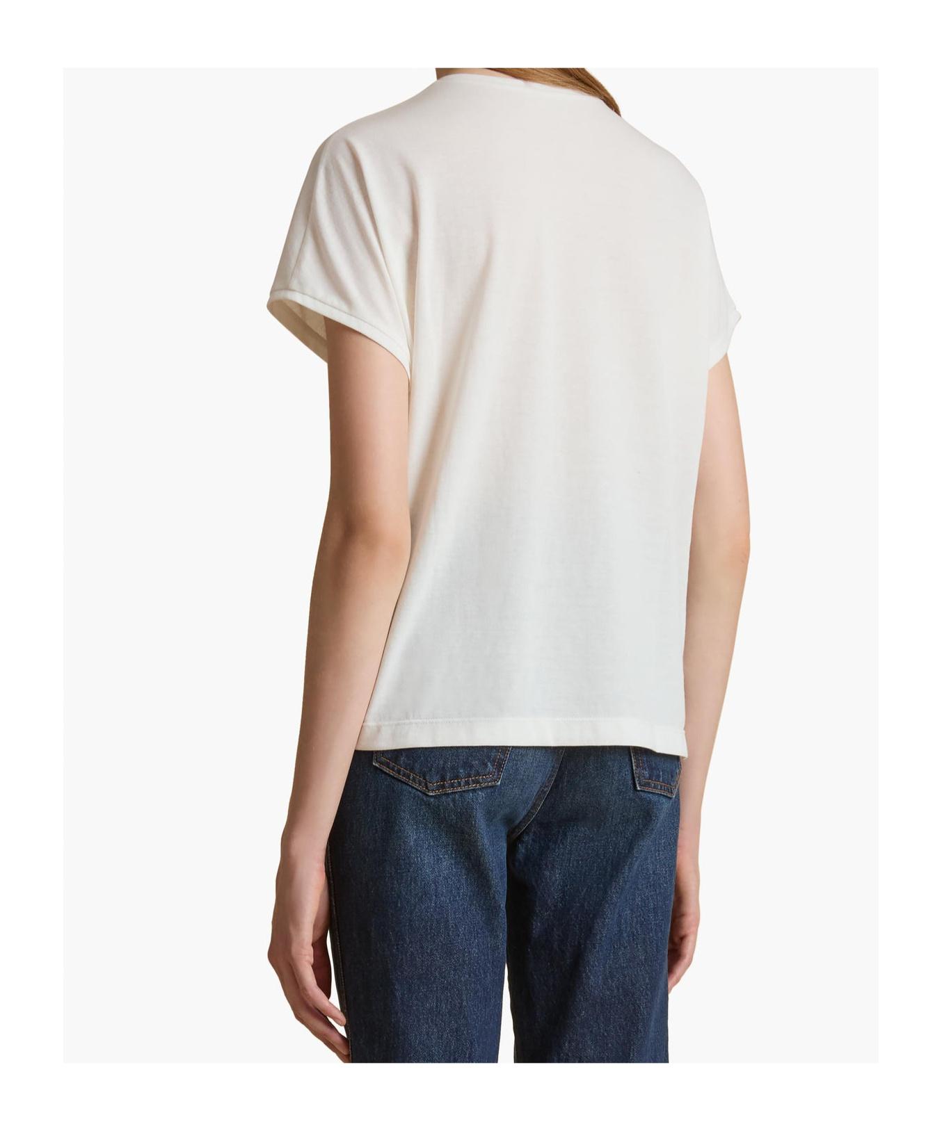 KHAITE Womens White Mae Brand-patch Cotton-jersey T-shirt In Cream Product Image
