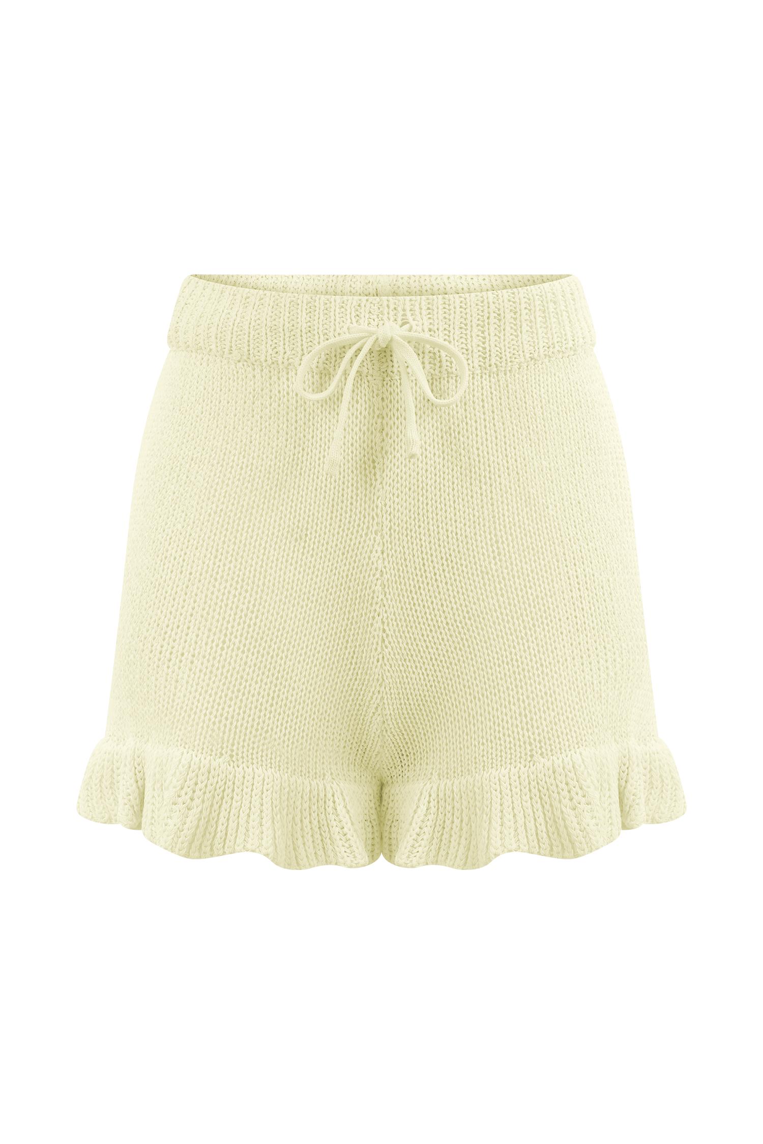 Eleanor Knit Frill Shorts - White Product Image