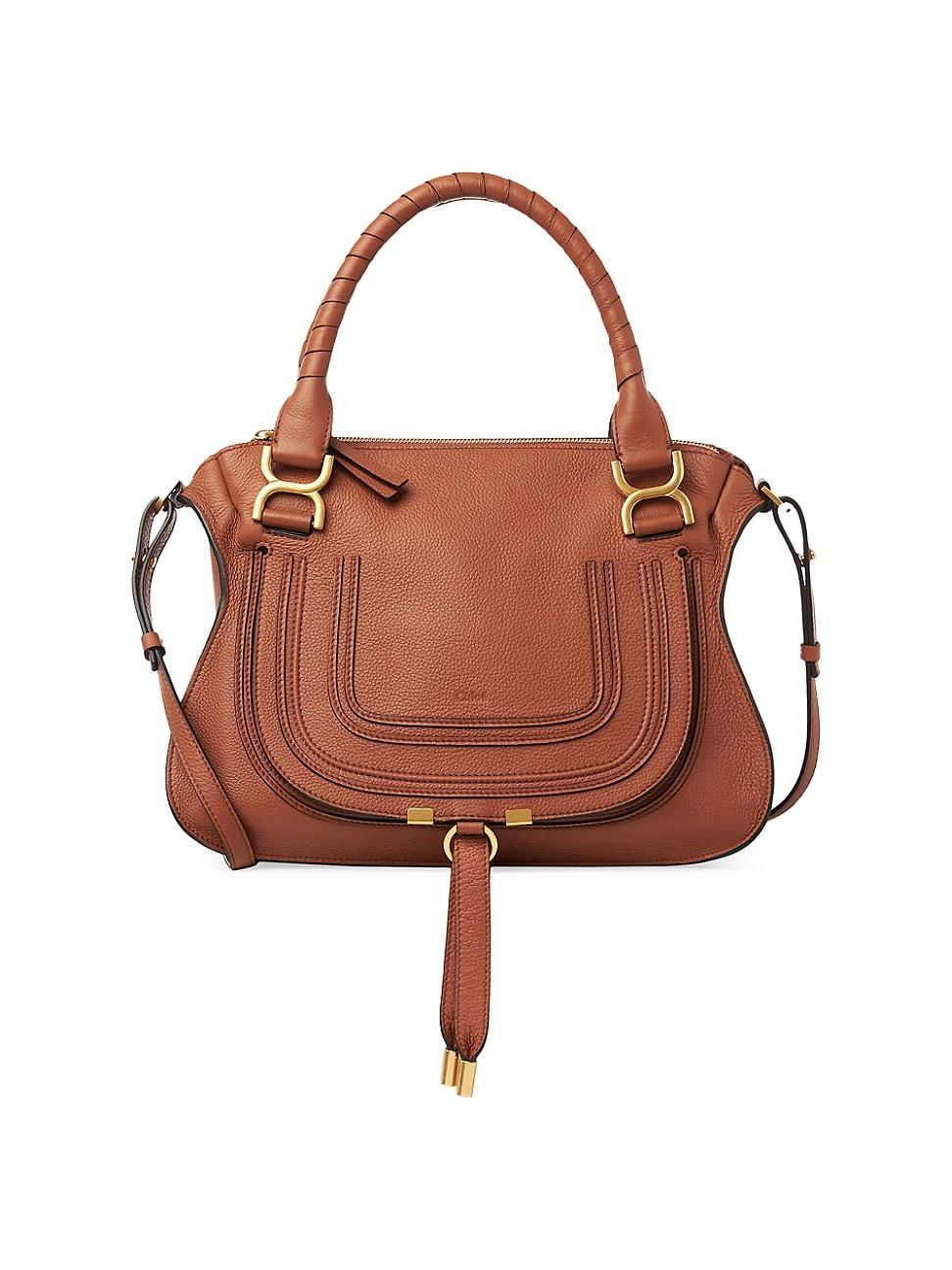 Marcie Medium Double Carry Satchel Bag in Grained Leather Product Image