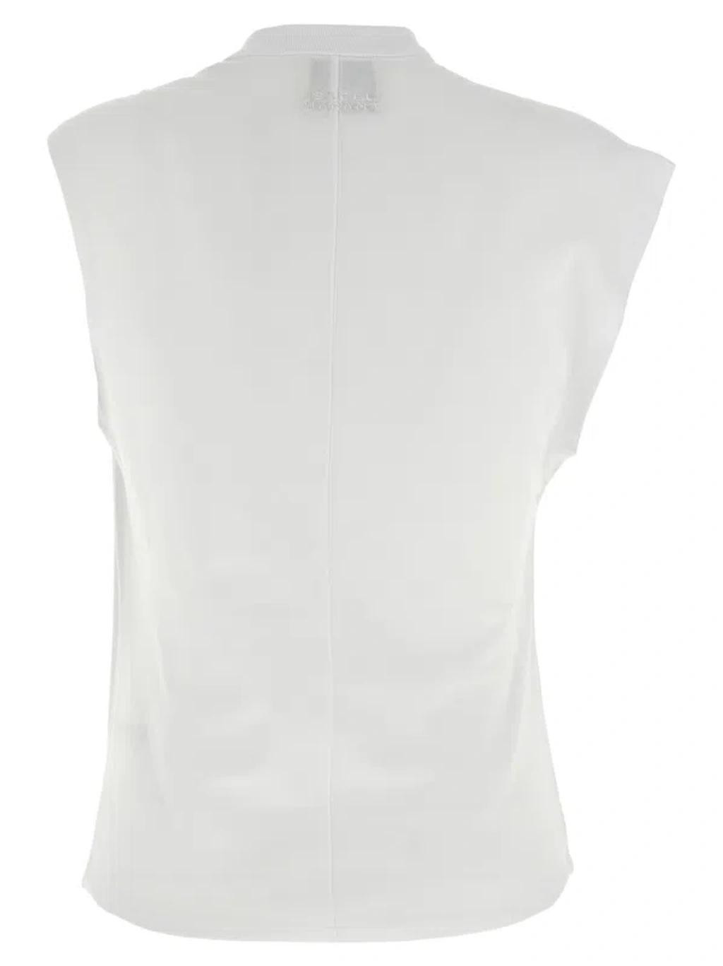 ISABEL MARANT Cap Sleeves Knot-detail Cotton Top In White Product Image