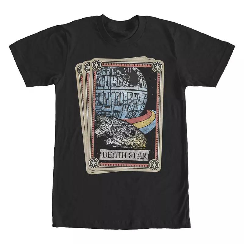 Men's Star Wars Death Star Millennium Falcon Tarot Card Style Tee,  Product Image