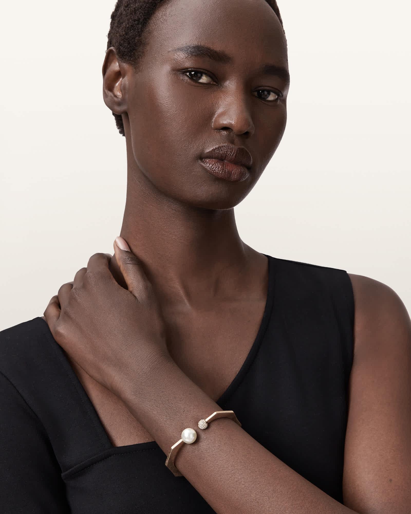 Lia Heart Huggie Earrings WARM SILVER | ALLSAINTS US Product Image