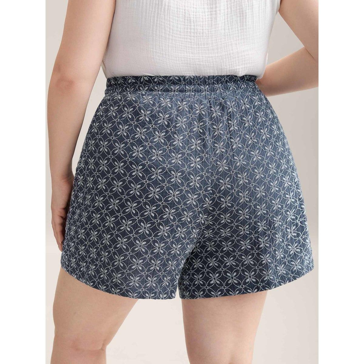 Plus Size Marine Elements Straight-Leg Shorts Women Indigo Resort Drawstring Straight Leg Vacation Shorts BloomChic 18-20/2X Product Image