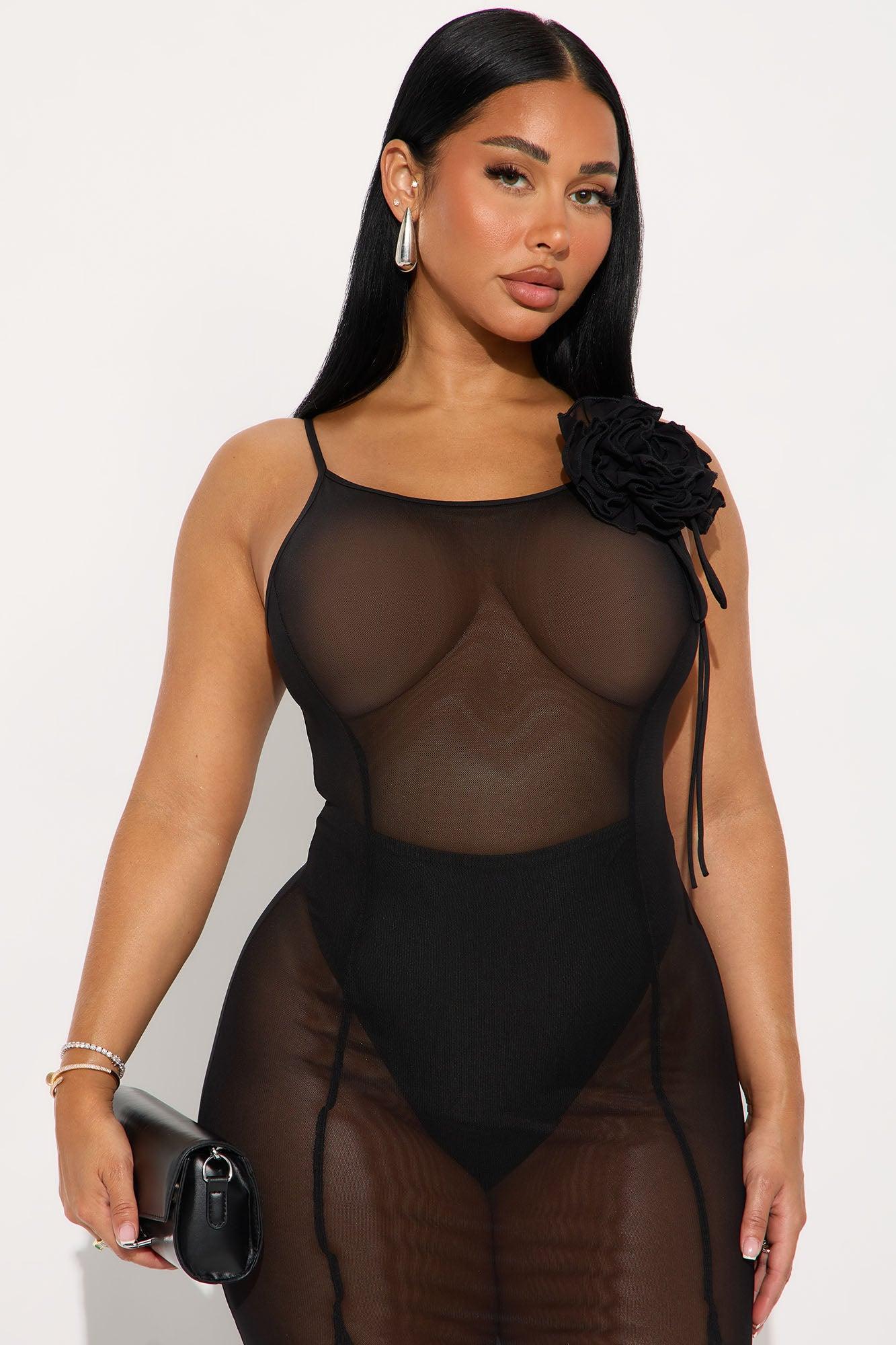 Sheer Goddess Mesh Maxi Dress - Black Female Product Image