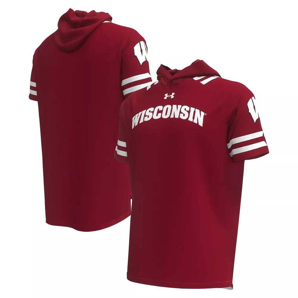 Men's Under Armour Red Wisconsin Badgers Shooter Raglan Hoodie T-Shirt, Size: Large Product Image