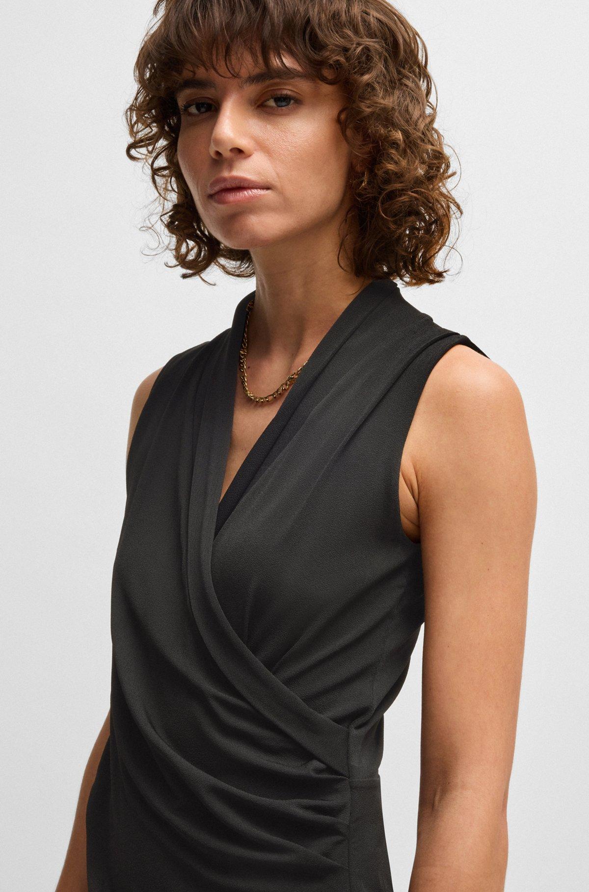 Sleeveless wrap-front top in stretch crepe Product Image