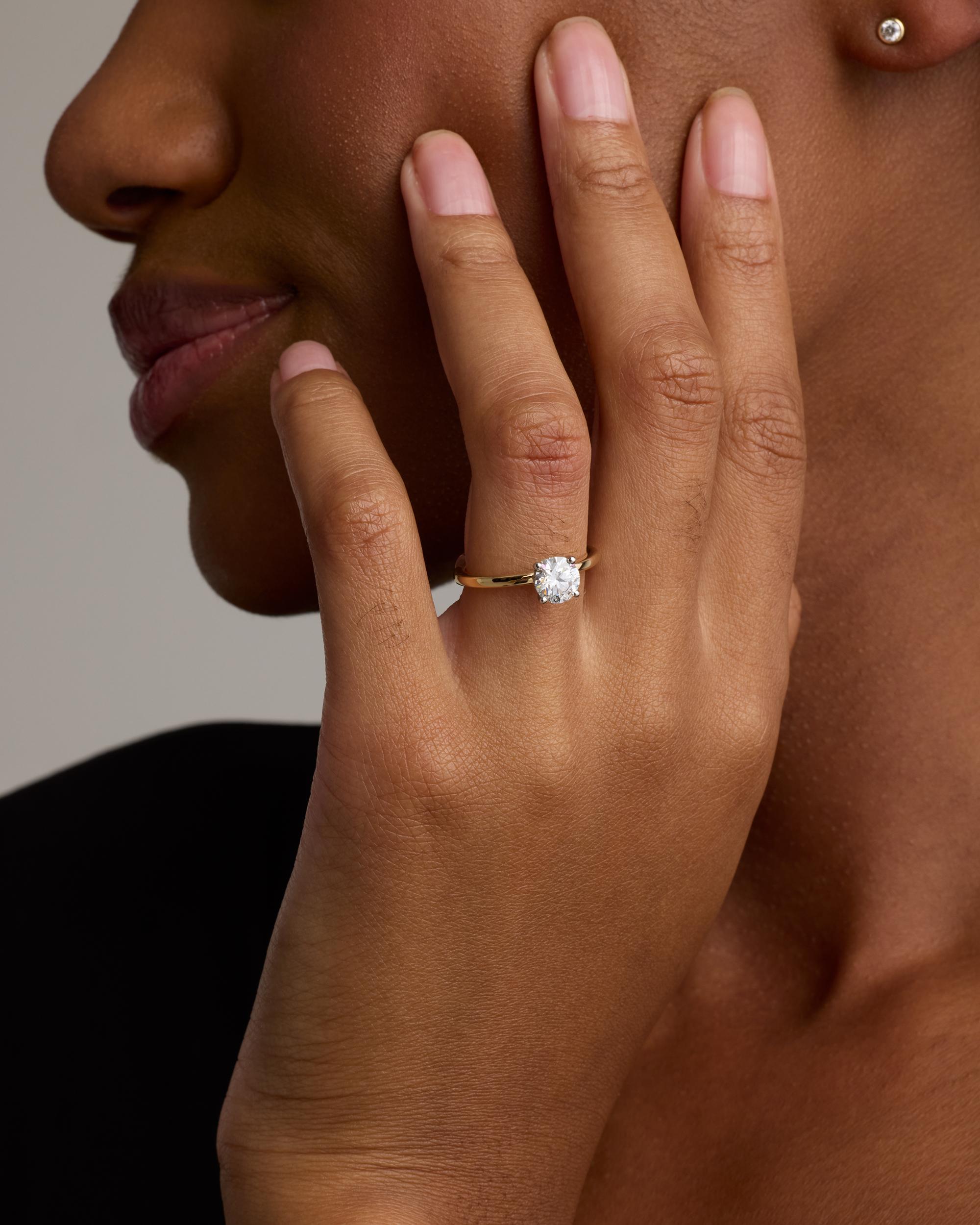 Quince | Women's Lab Grown Diamond Round Petite Hidden Halo Engagement Ring Product Image