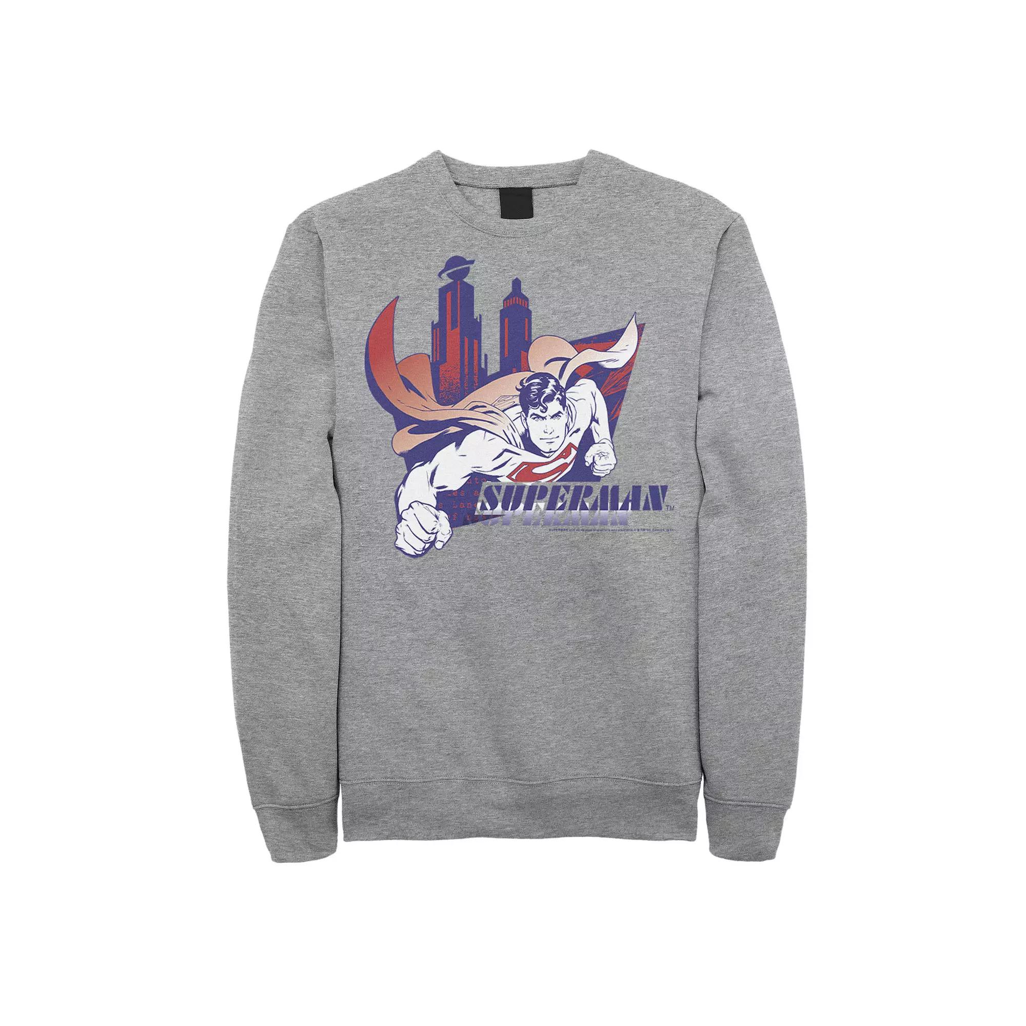 Men's DC Comics Superman Daily Planet Skyline Flying Poster Sweatshirt,  Product Image