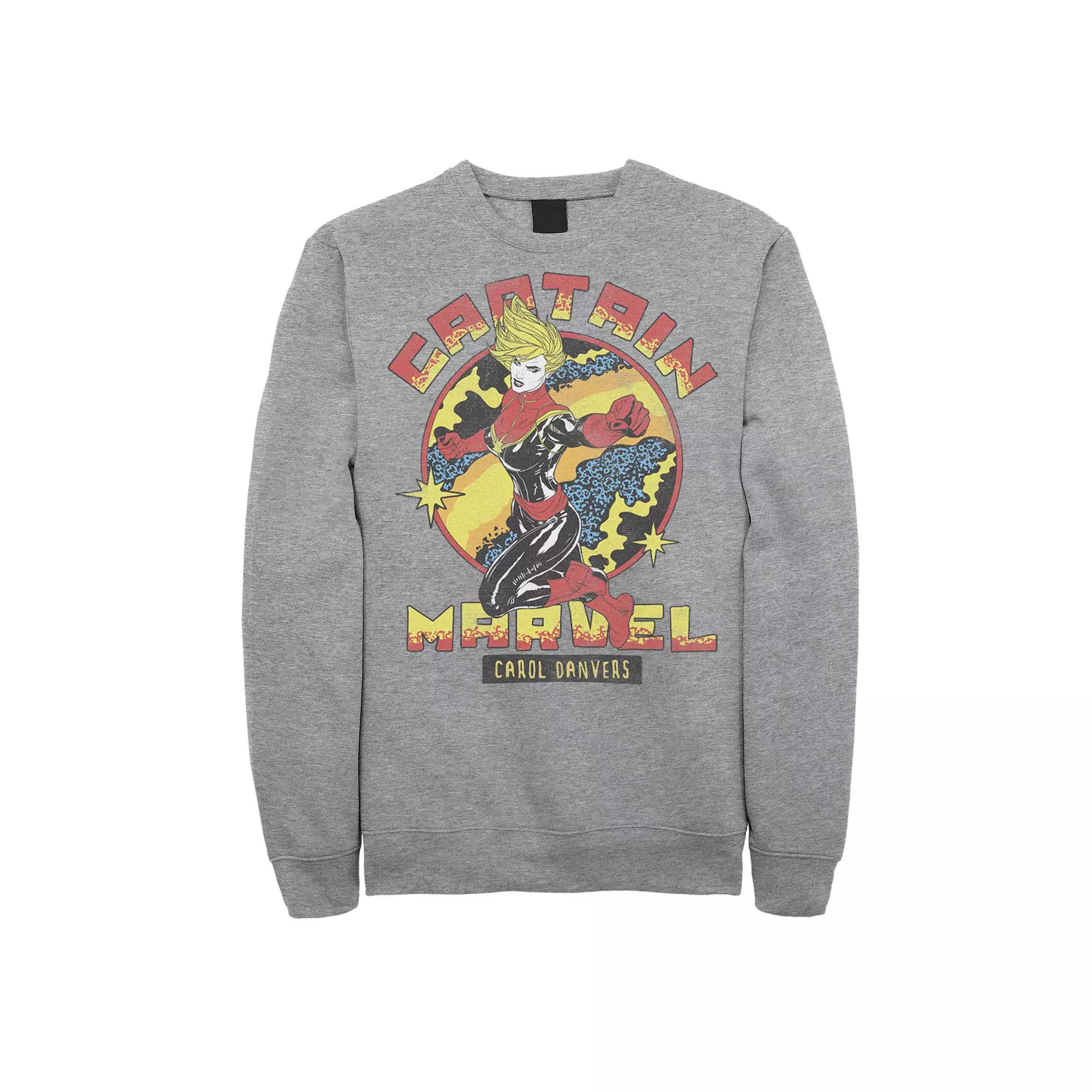 Men's Marvel Captain Marvel Vintage Space Logo Portrait Fleece, Size: Small, Athletic Grey Product Image