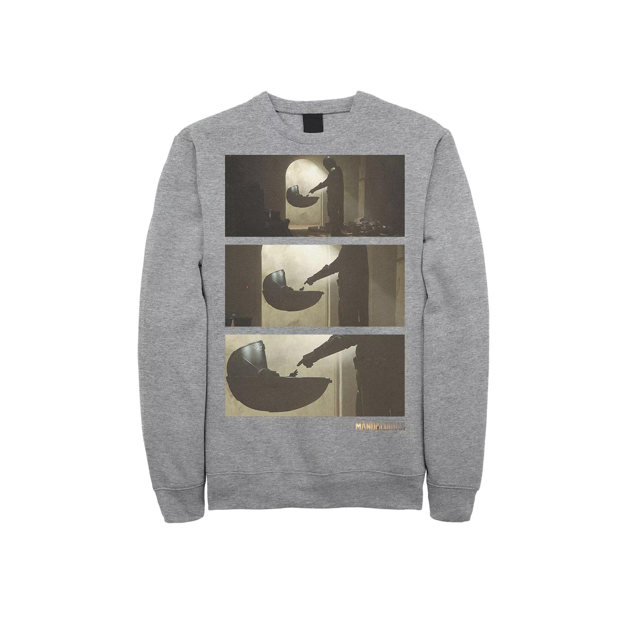 Men's Star Wars The Mandalorian The Child Panel Zoom In Sweatshirt, Size: XXL, Athletic Grey Product Image