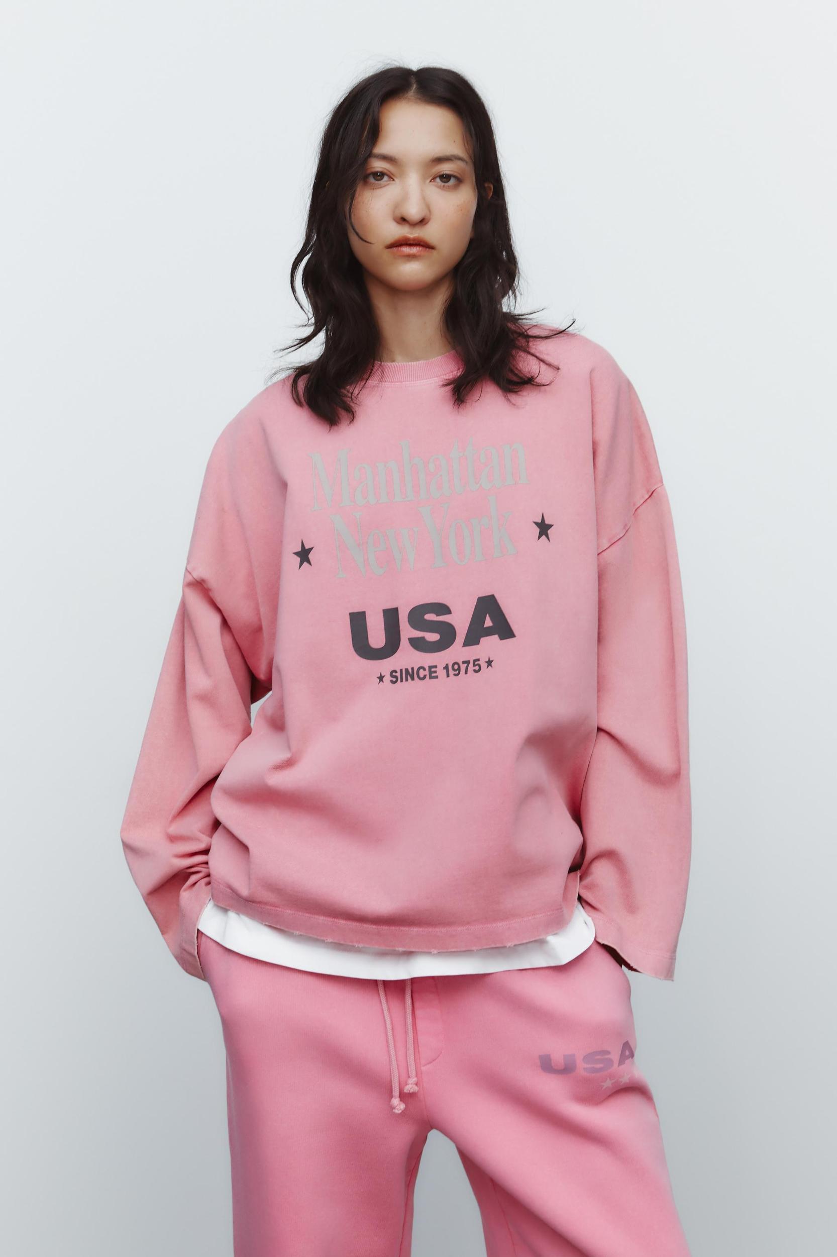 WASHED EFFECT T-SHIRT WITH SLOGAN Product Image