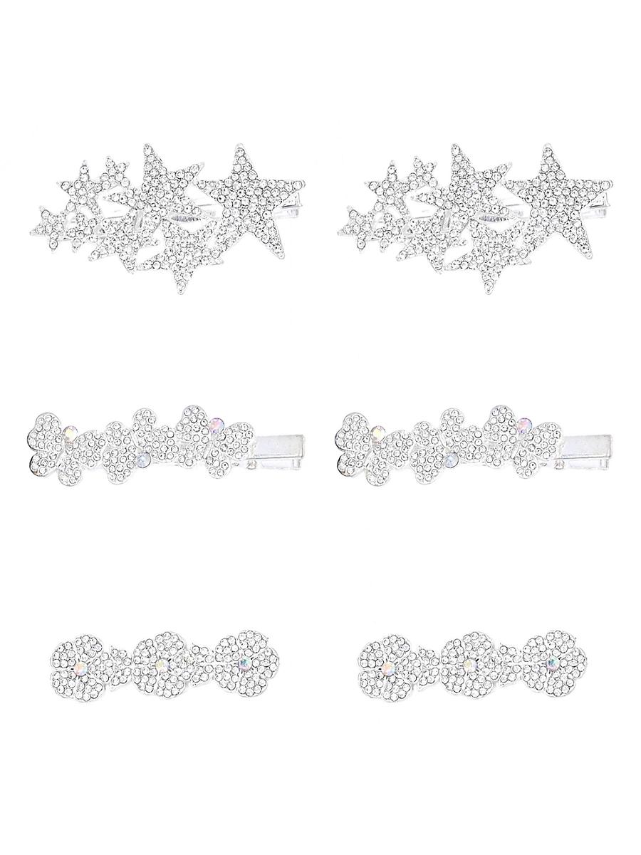 Womens 6-Piece Crystal Hair Clip Set Product Image