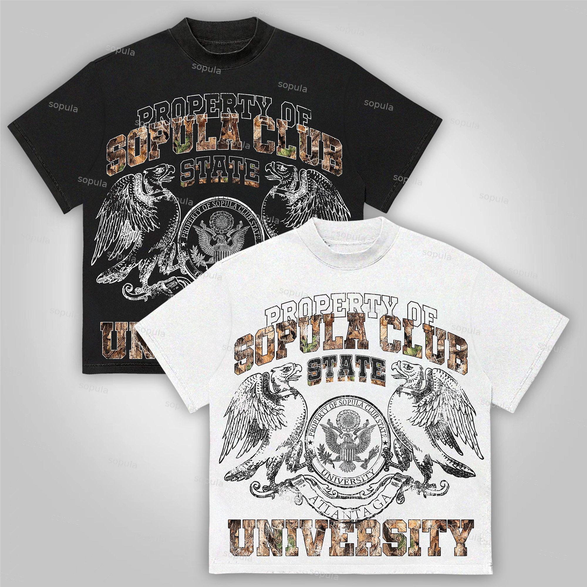 Sopula Vintage Camouflage University Style Graphics Cotton T-Shirt Product Image