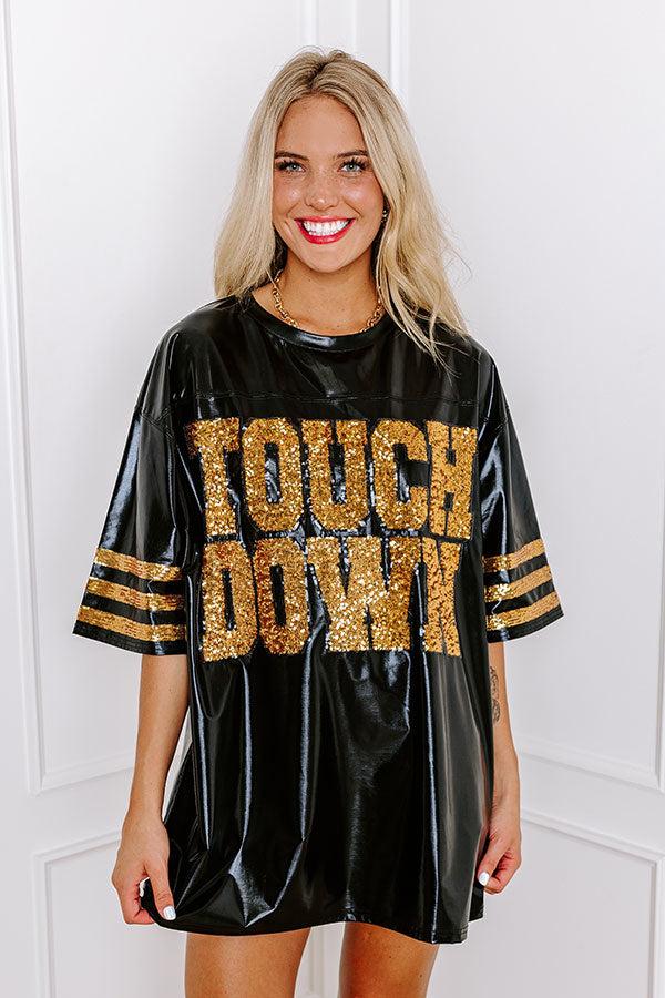 It's A Touch Down Faux Leather Mini Dress in Black Product Image