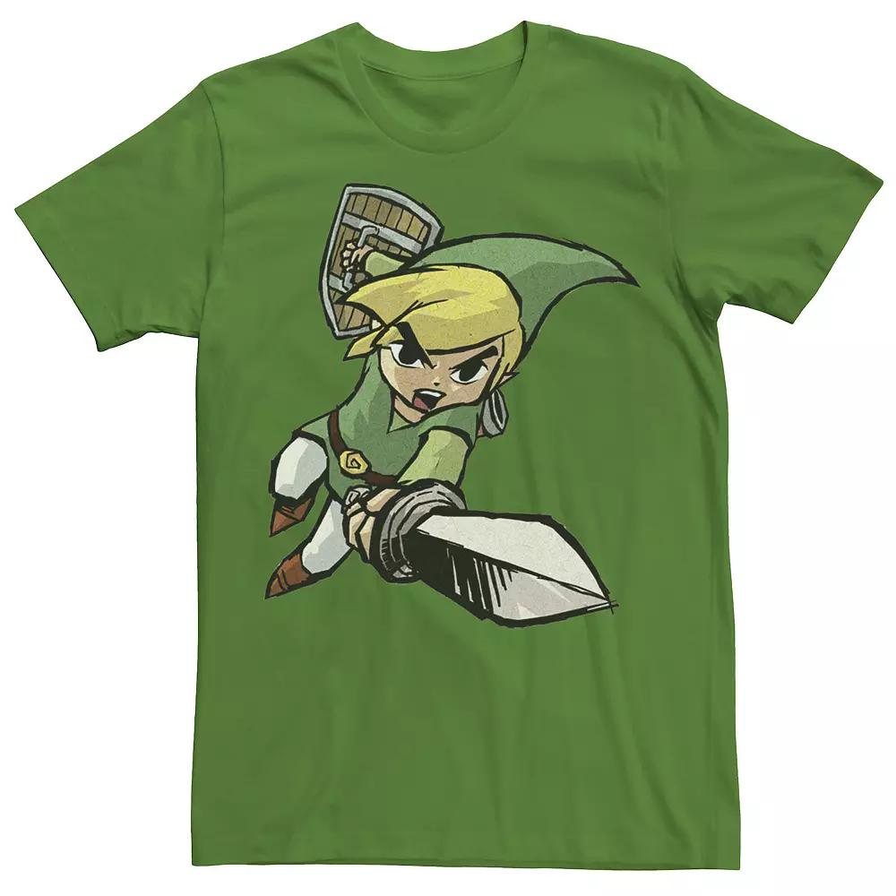 Men's Nintendo Legend Of Zelda Link Action Pose Sketch Logo Graphic Tee,  Product Image