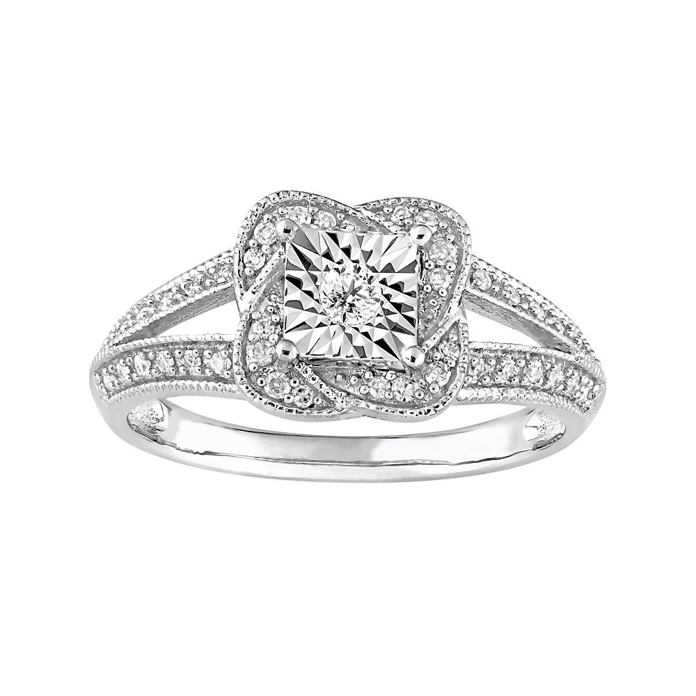 Stella Grace Sterling Silver 1/5 Carat T.W. Diamond Knot Ring, Women's,  Product Image