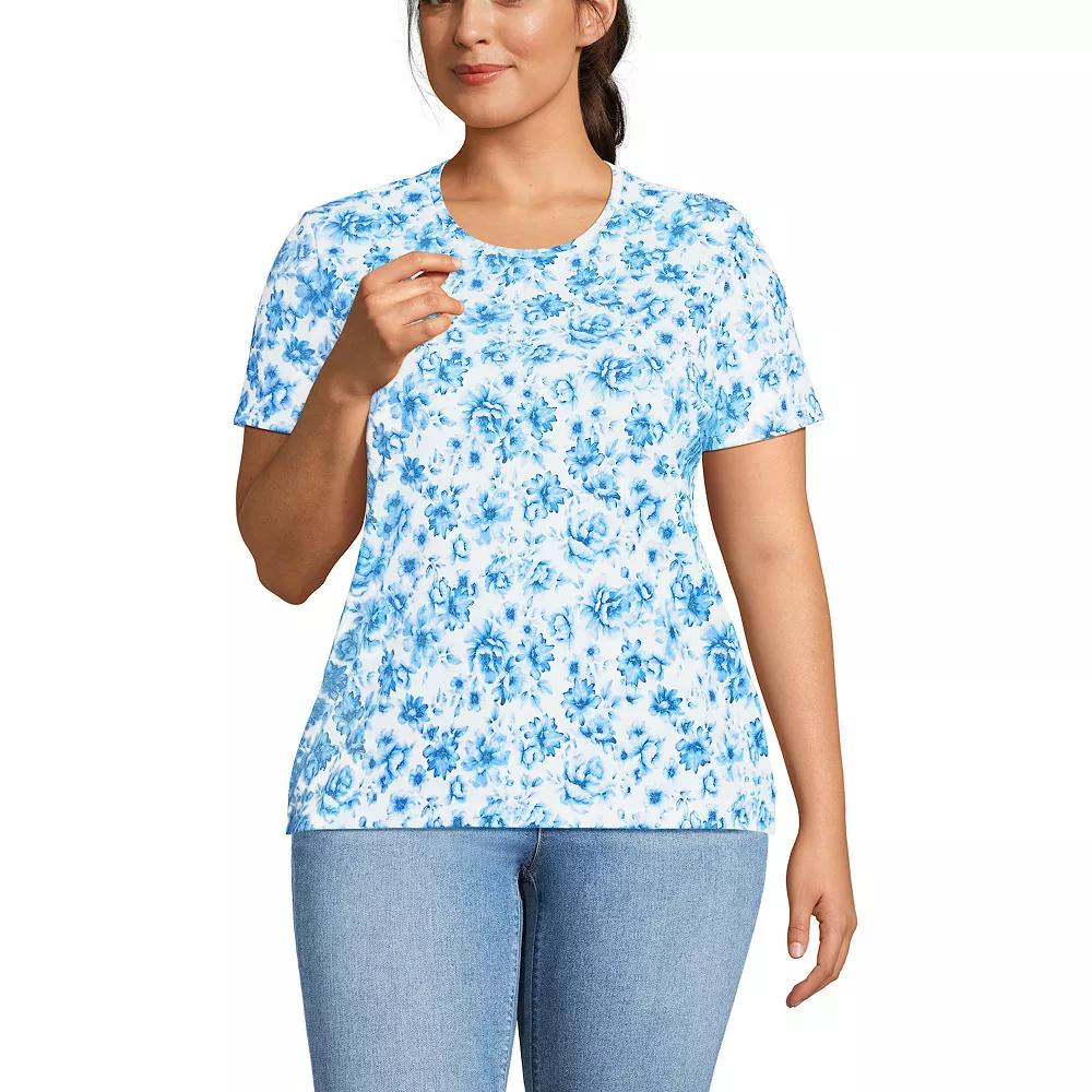 Plus Size Lands' End Relaxed Supima Cotton Crewneck Tee, Women's, Size: 1XL, Pale Yellow Product Image