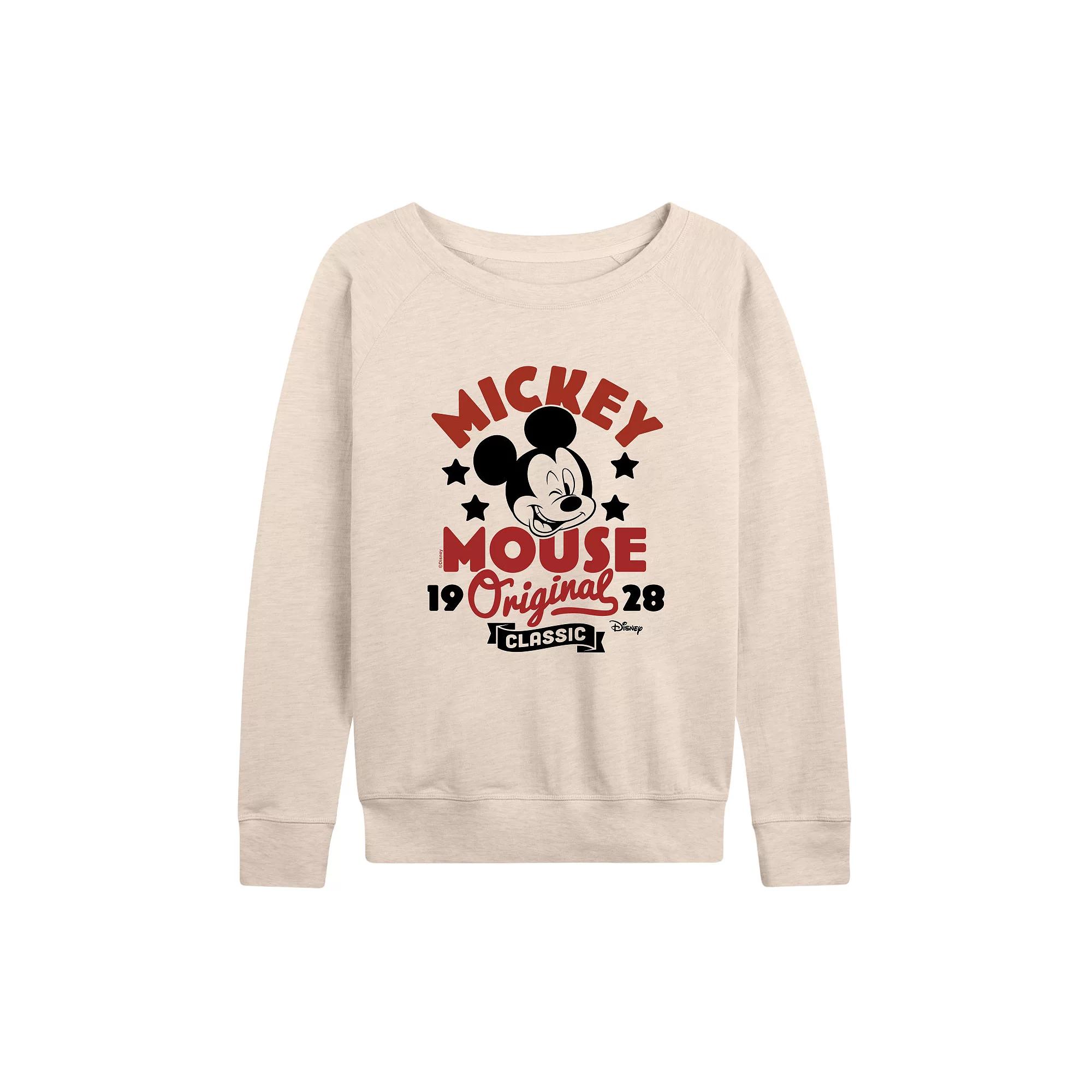 Disney's Mickey Mouse Women's Original Badge French Terry Long Sleeve Tee, Girl's,  Product Image