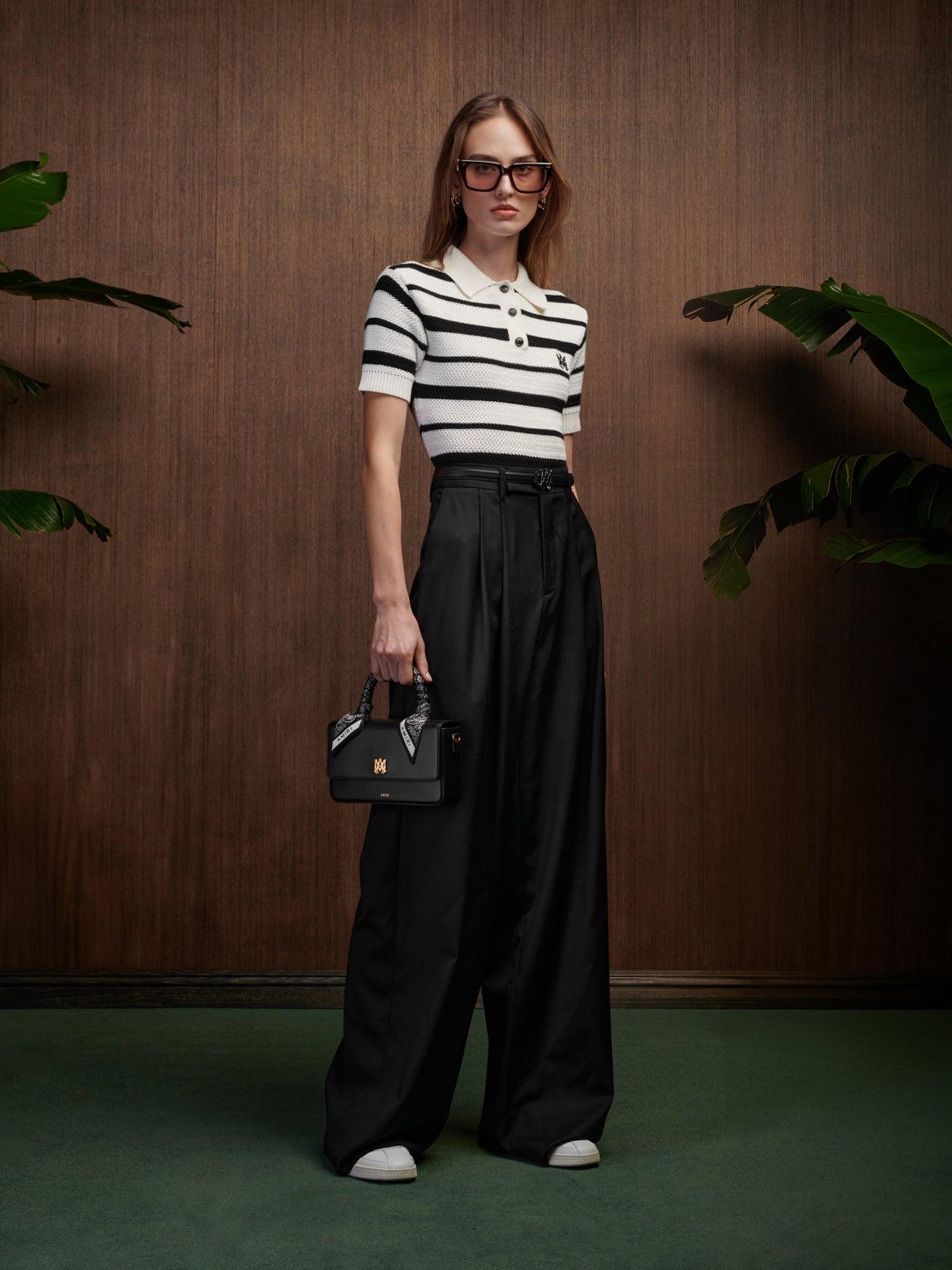 WOMEN - WOMEN'S MA STRIPED POLO - Black Alabaster Female Product Image