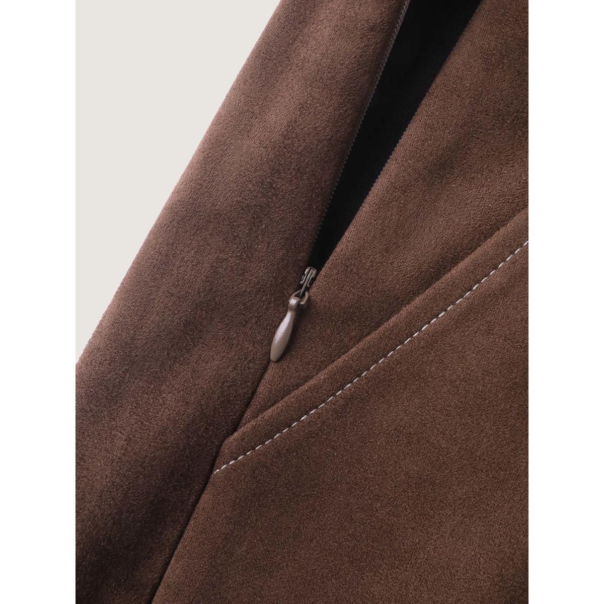 Plus Size Suede A-Line Pockets Mini Skirt Women Denimorange Timeless No stretch Elegant Skirts BloomChic 30/6X Product Image