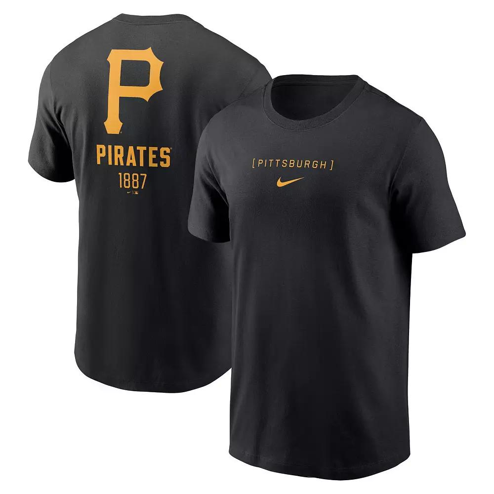 Men's Nike Black Pittsburgh Pirates Large Logo Back Stack T-Shirt,  Product Image