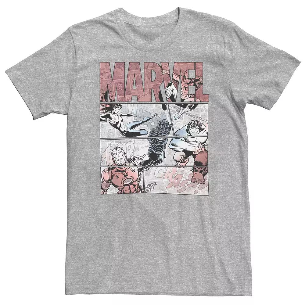 Big & Tall Marvel Retro Red, White & Blue Comic Panel Tee, Men's,  Product Image