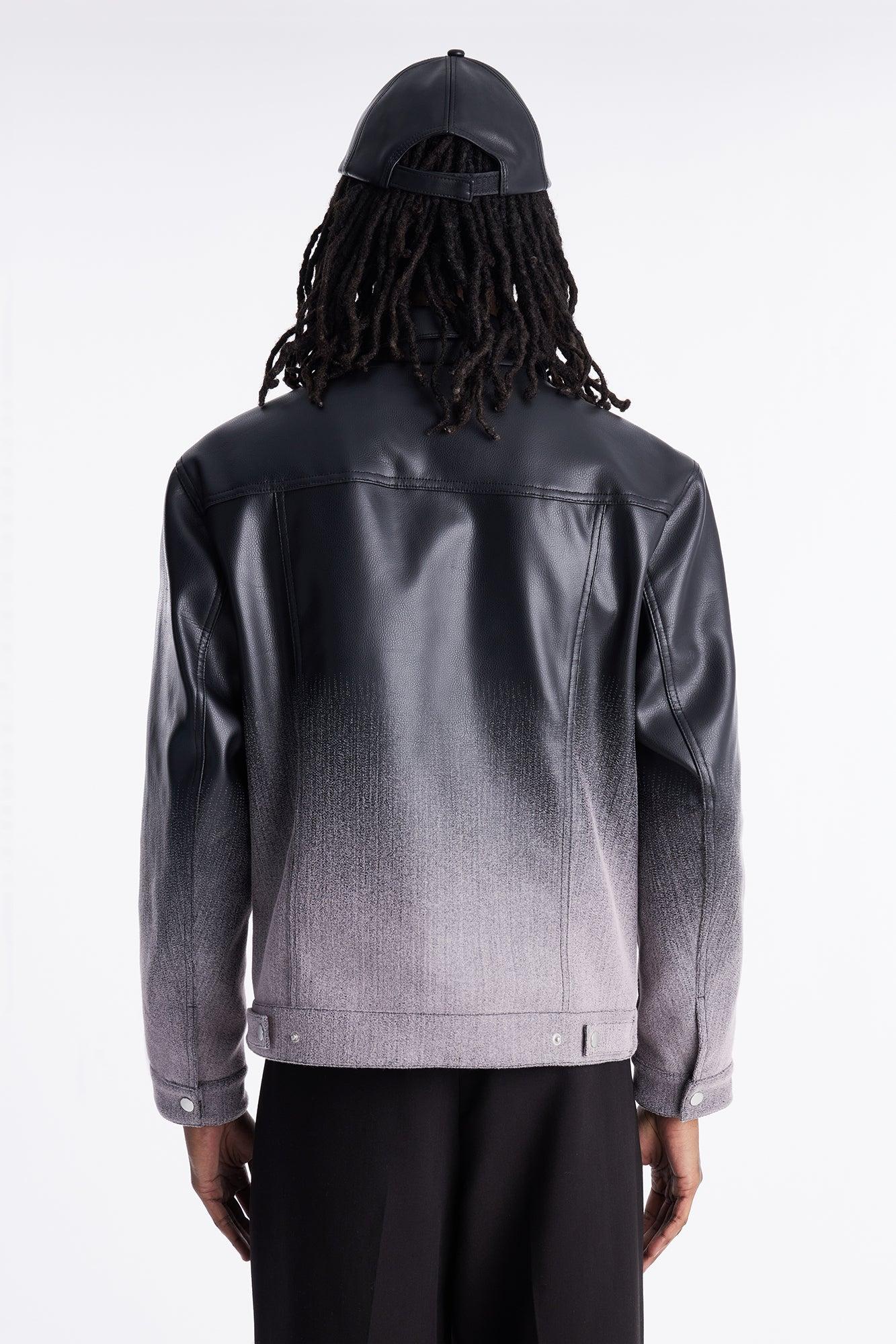 Ombre Faux Leather Trucker Jacket - Pink/combo Product Image