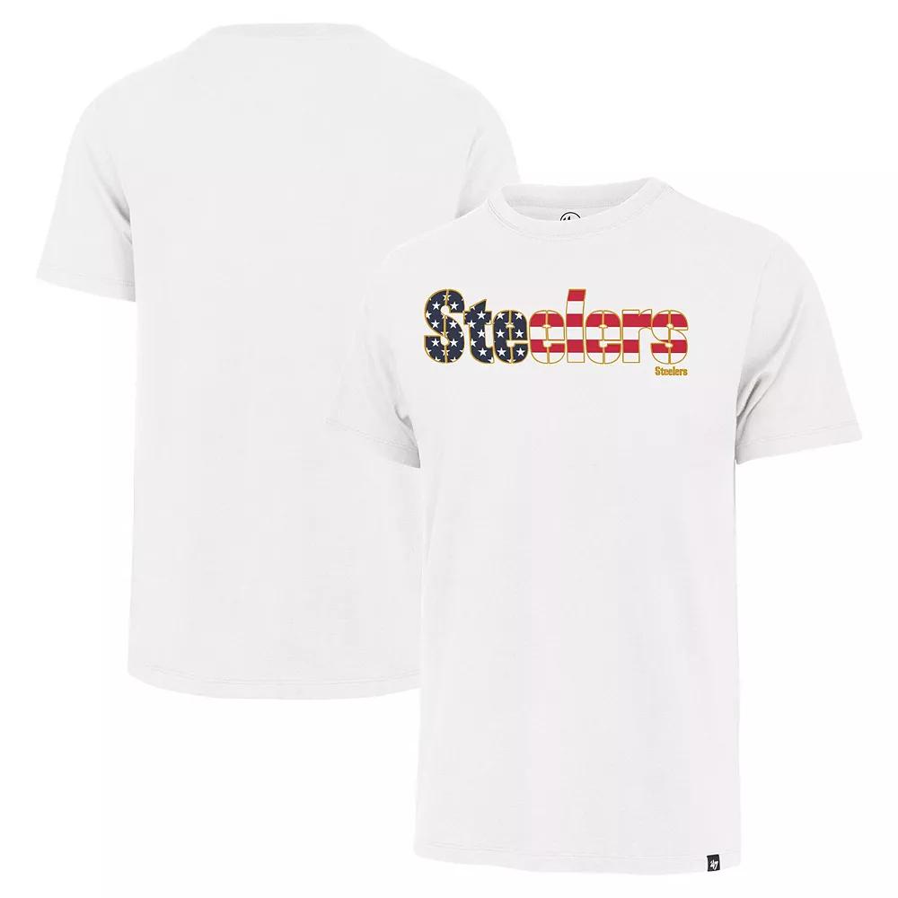 Men's '47 White Pittsburgh Steelers Flag Script Franklin T-Shirt,  Product Image