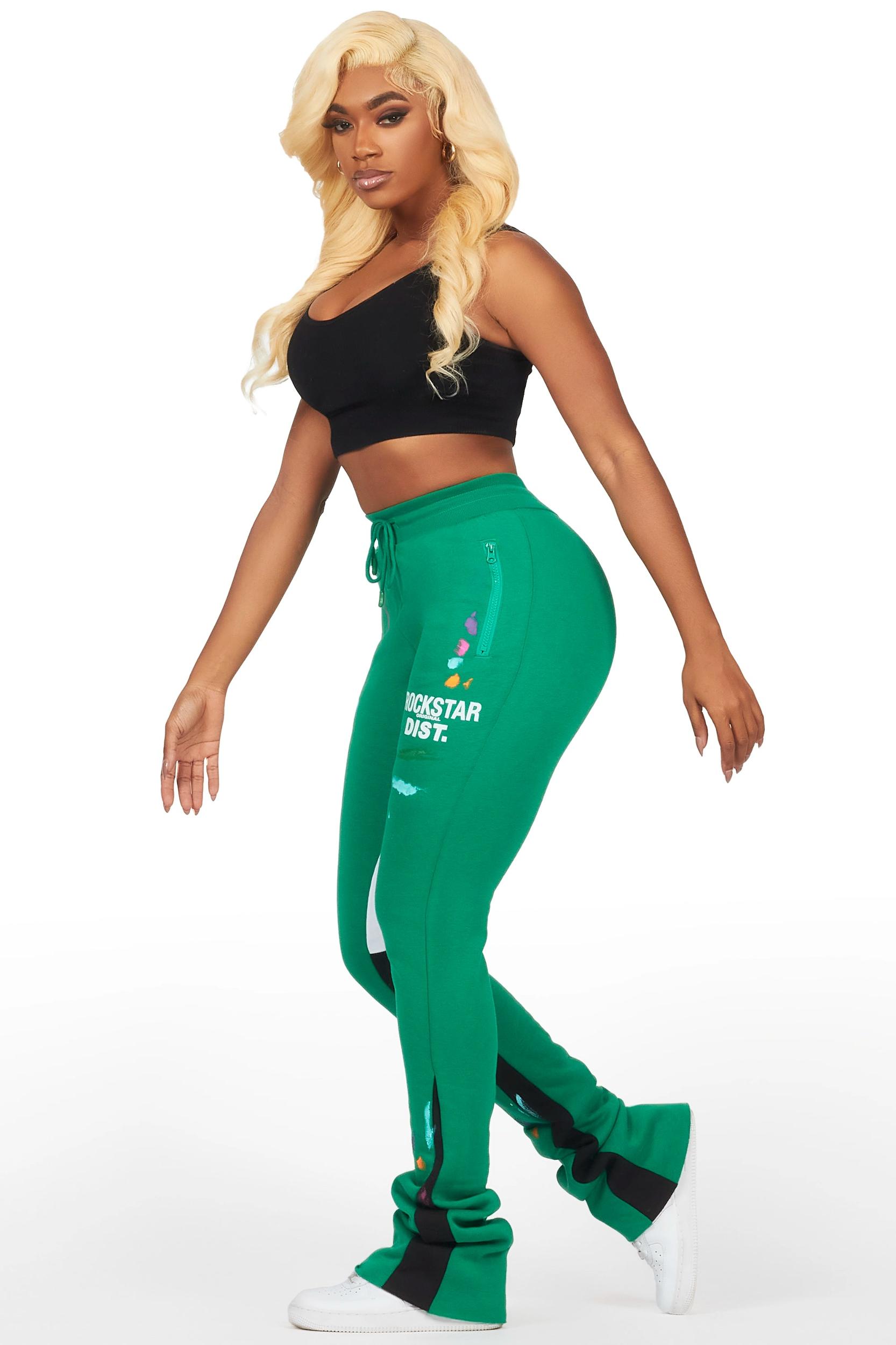Karenthia Green Stacked Track Pant Female Product Image
