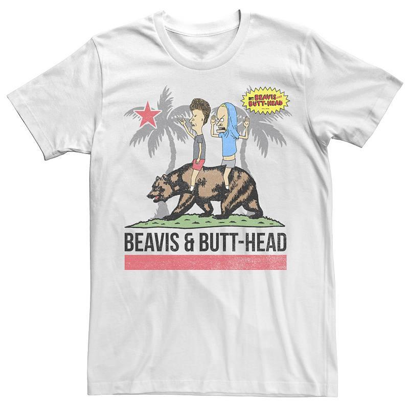 Men's Beavis And Butthead Bear California Flag Tee,  Product Image