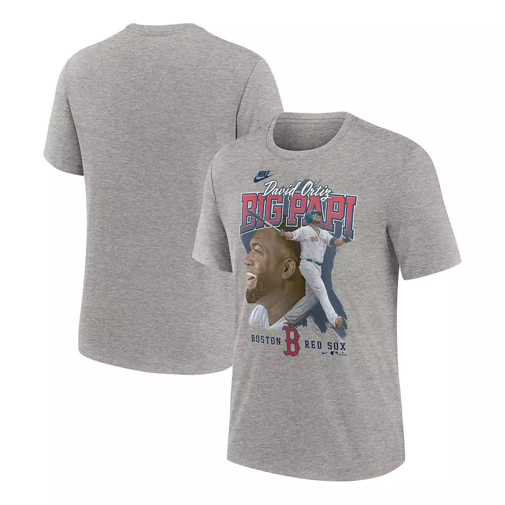 Men's Nike David Ortiz Heather Gray Boston Red Sox Cooperstown Collection Player Local T-Shirt, Size: Medium, Grey Product Image