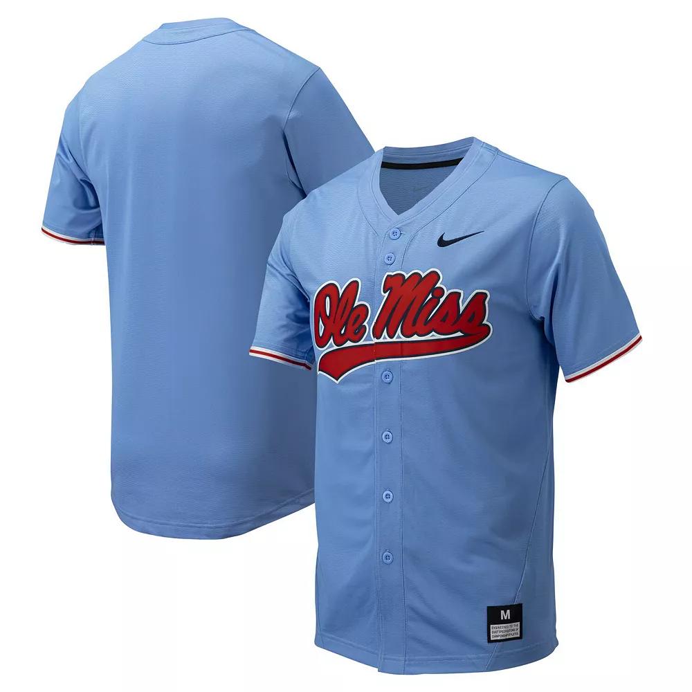 Men's Nike Powder Blue Ole Miss Rebels Replica Full-Button Baseball Jersey,  Product Image