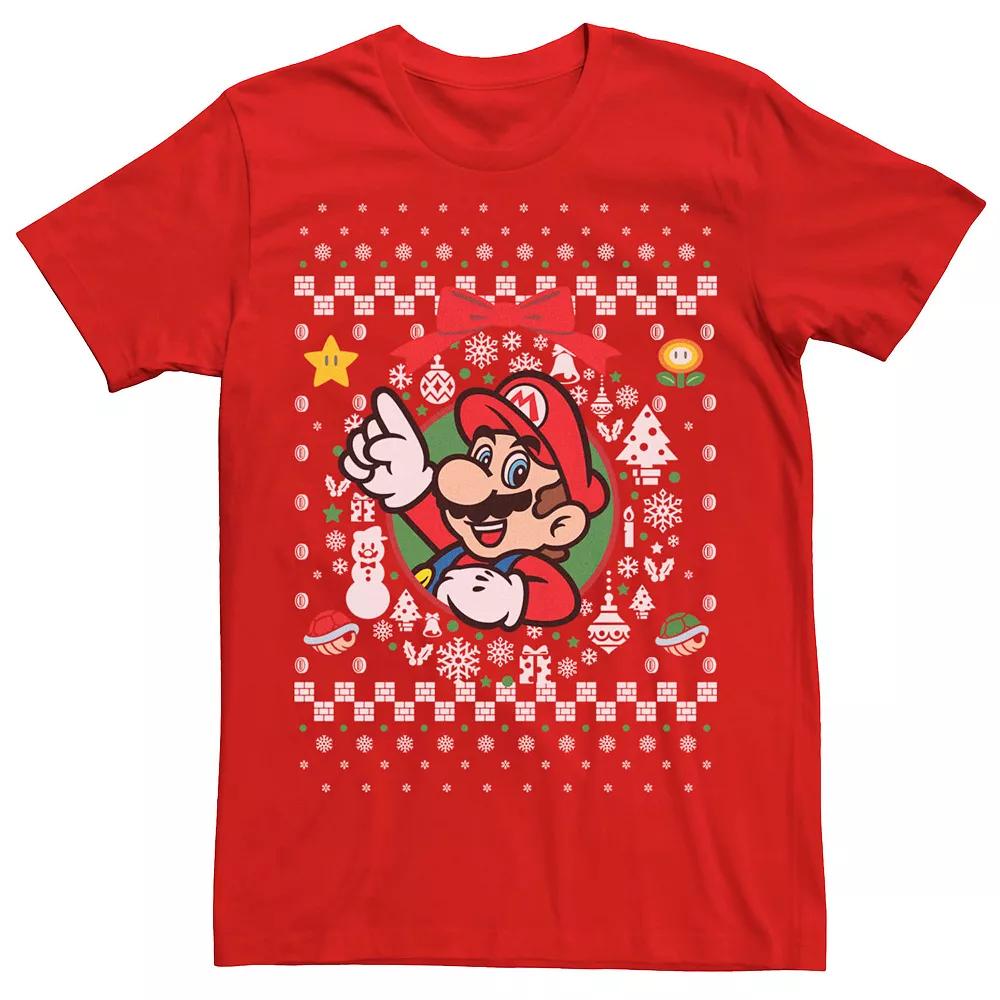 Men's Nintendo Super Mario Classic Ugly Christmas Mario Graphic Tee,  Product Image