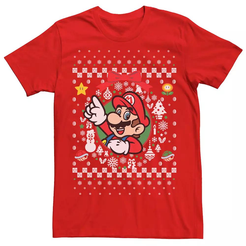 Men's Nintendo Super Mario Classic Ugly Christmas Mario Graphic Tee,  Product Image