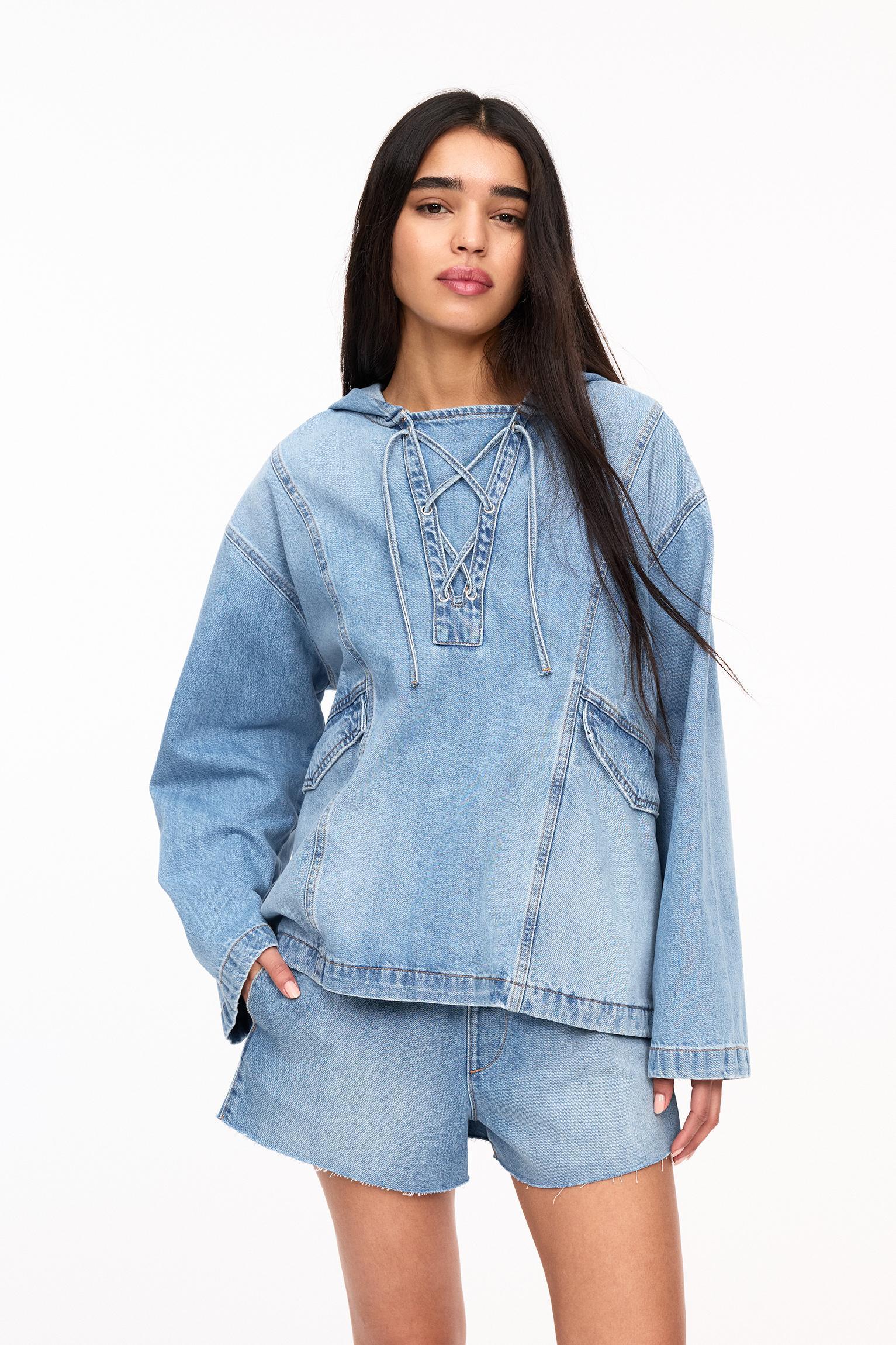 Denim pouch pocket jacket Product Image