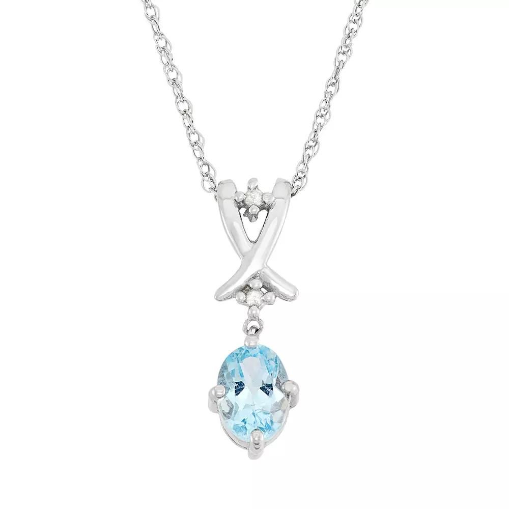 Jewelexcess Sky Blue Topaz & Diamond Accent Sterling Silver Pendant Necklace, Women's, Size: 18" Product Image