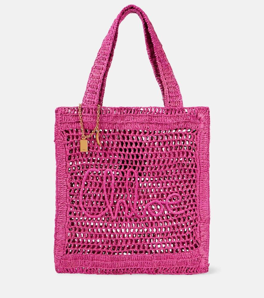 CHLOÉ Chloe Women Fuchsia Raffia Estate Banana Shopping Bag In Fuchsiarose Product Image
