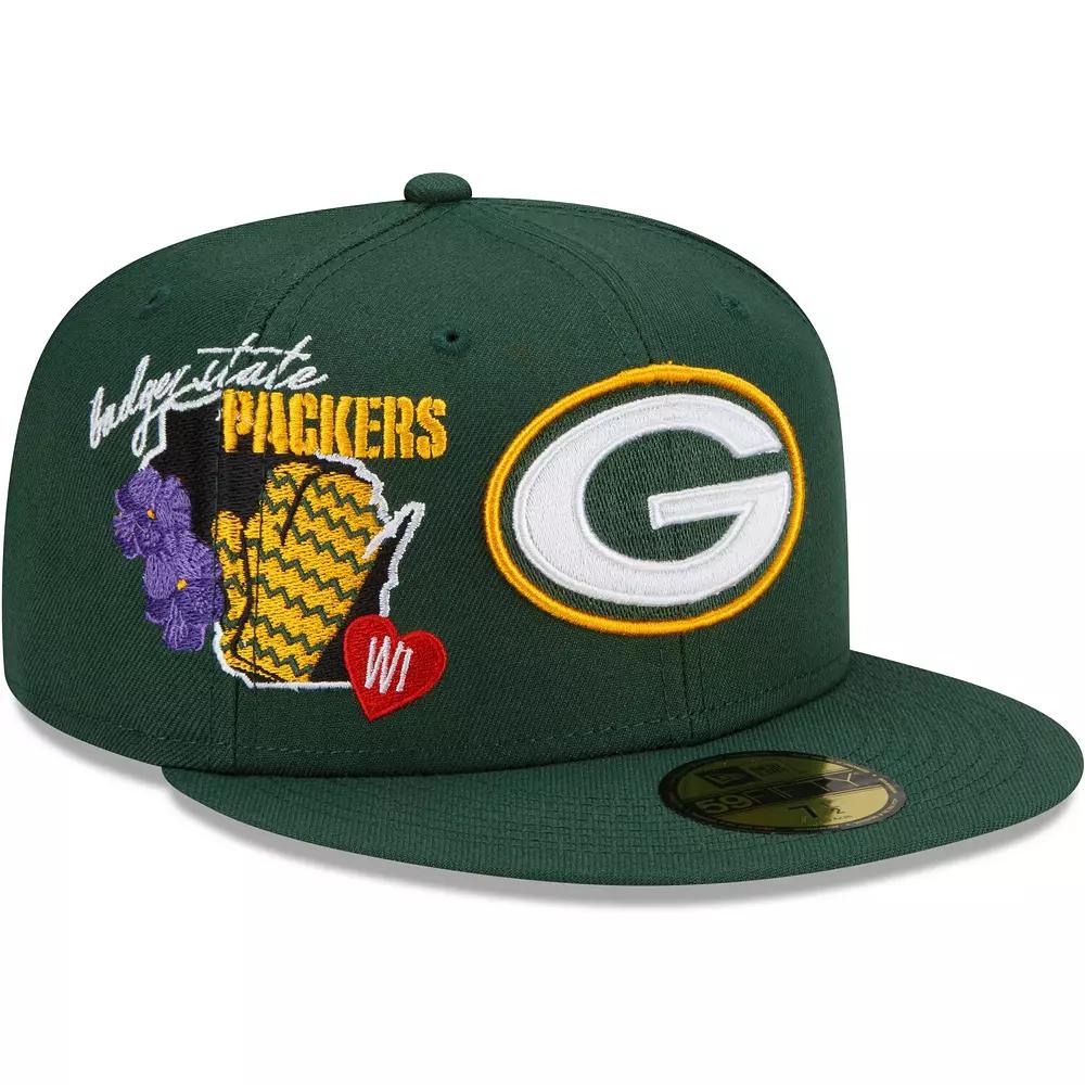 Men's New Era Green Green Bay Packers City Cluster 59FIFTY Fitted Hat, Size: 7 1/2 Product Image