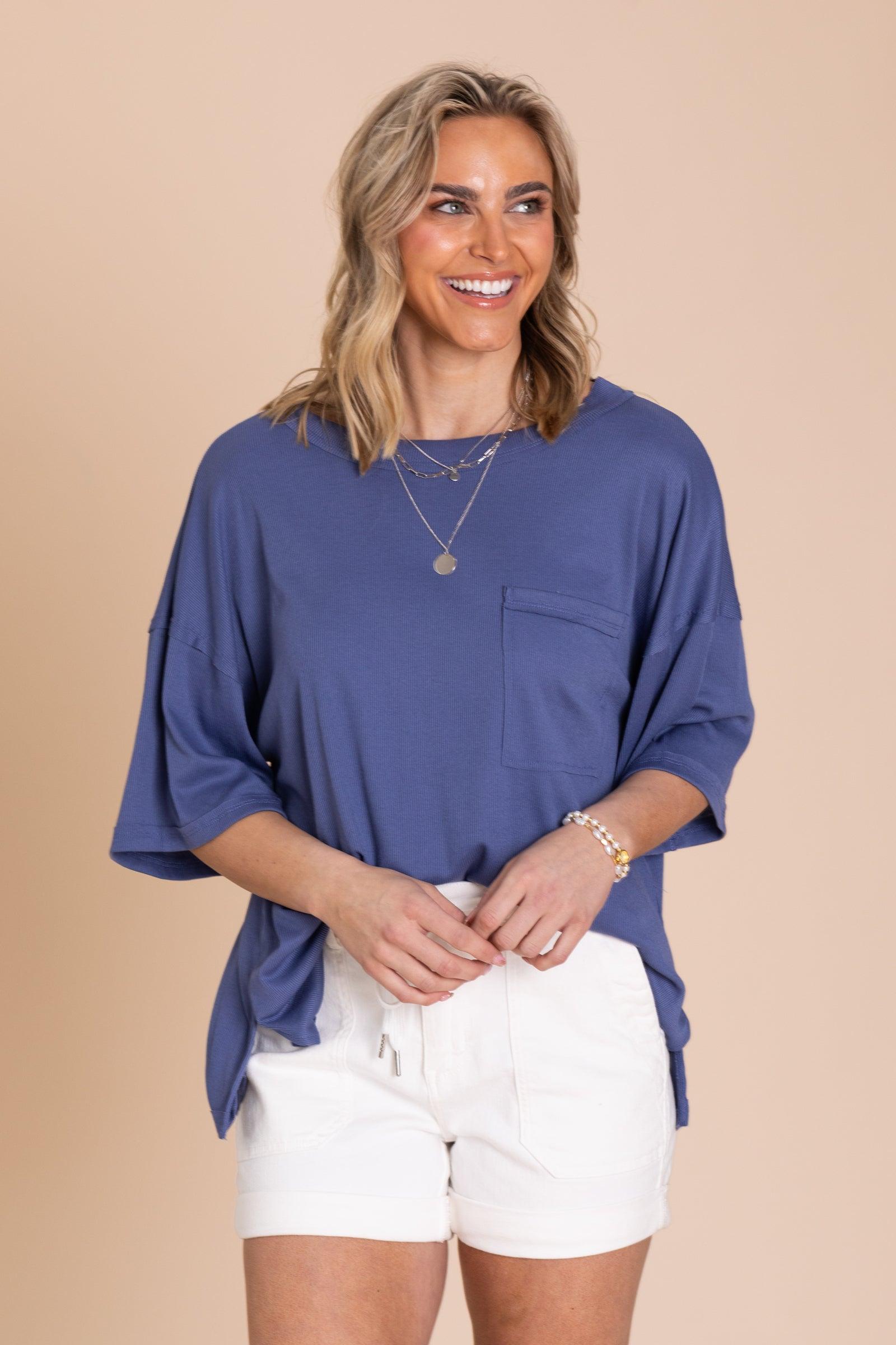 Oversized Ribbed Short Sleeve Knit Top Product Image