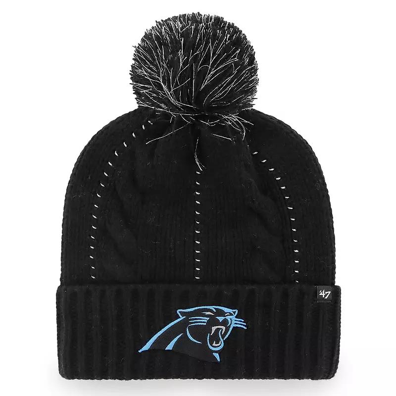 Women's '47 Black Carolina Panthers Bauble Cuffed Knit Hat with Pom Product Image