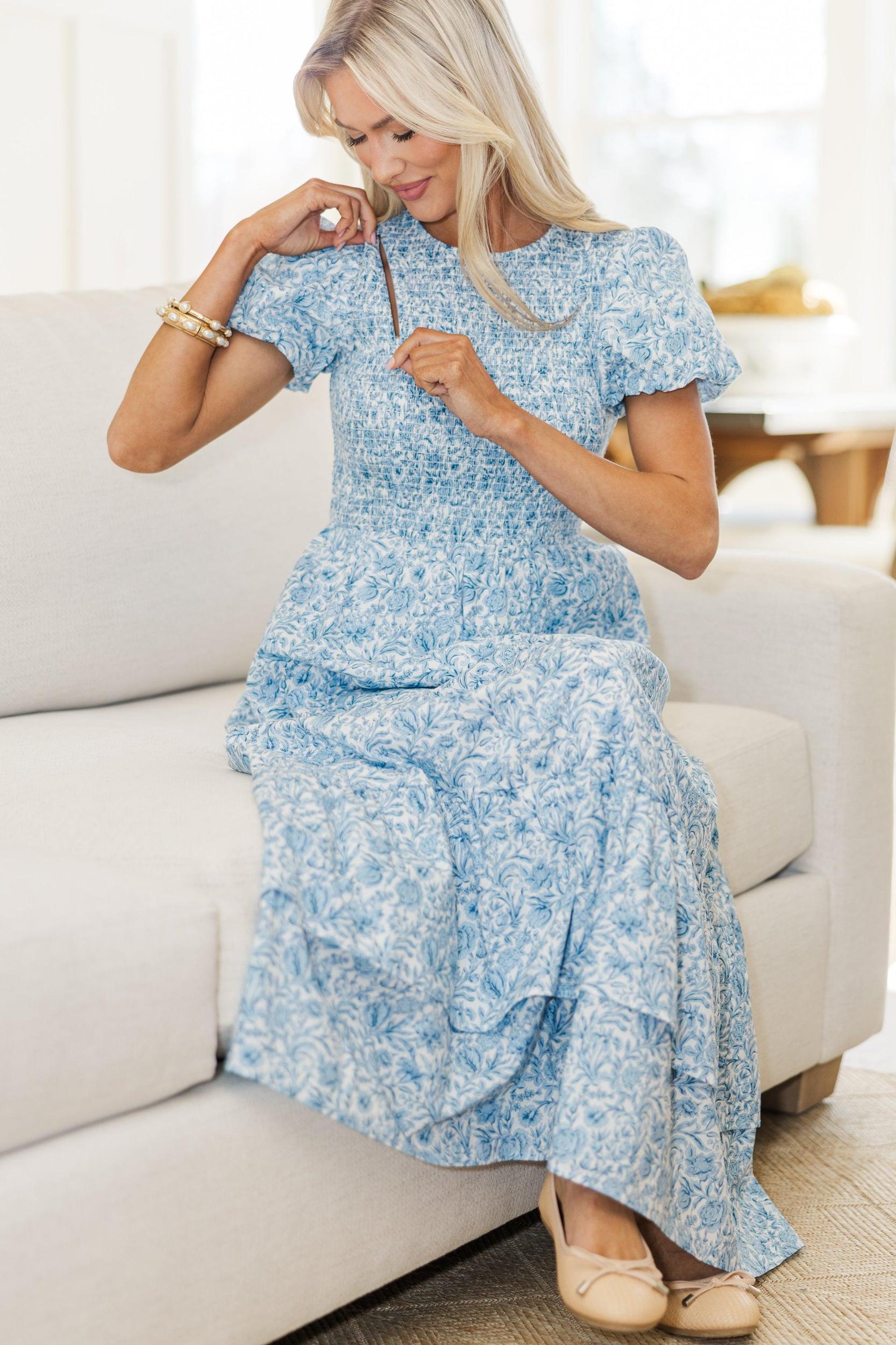 NURSING COLLECTION: Make The Right Choice Blue Floral Maxi Dress Female Product Image