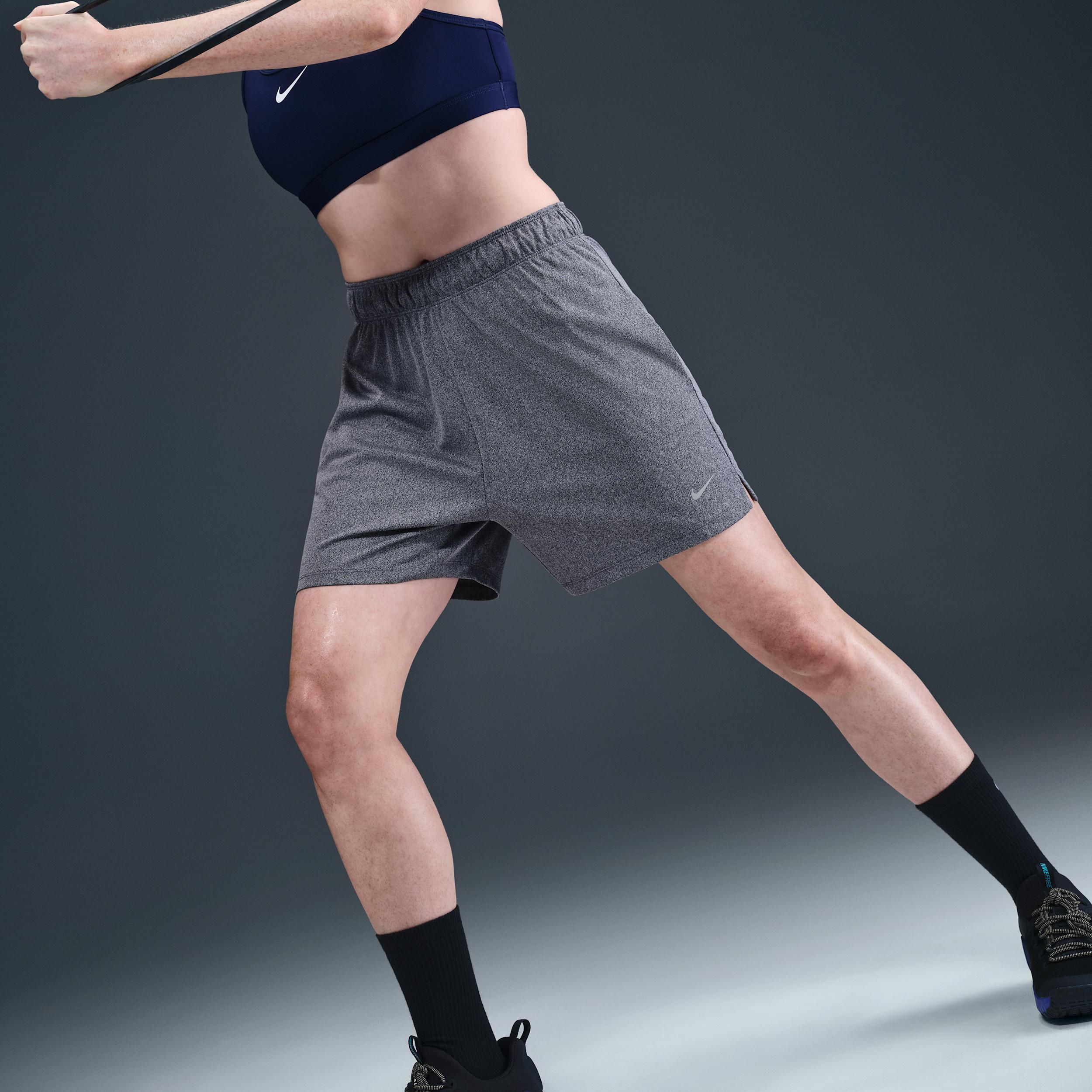 Nike Womens Attack Dri-FIT Fitness Mid-Rise 5 Unlined Shorts | DX6024-410 Product Image