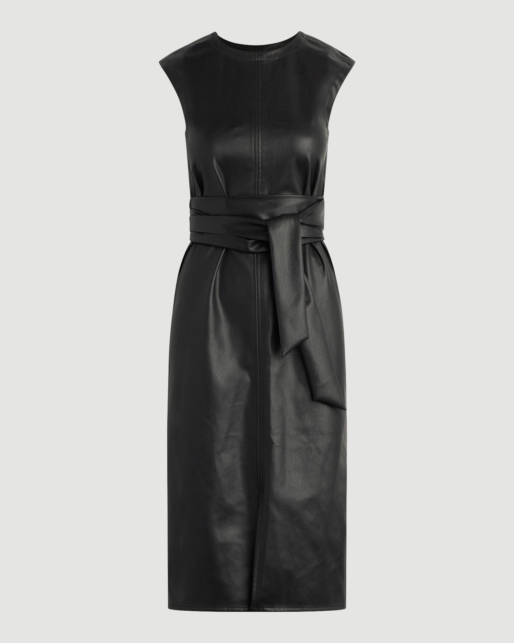 Pilar Vegan Leather Tie-Front Dress (Petite) Product Image