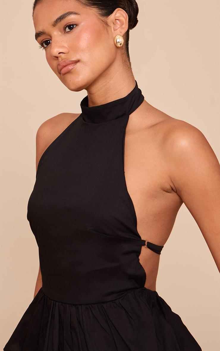 Black Cotton Highneck Backless Long Top Product Image