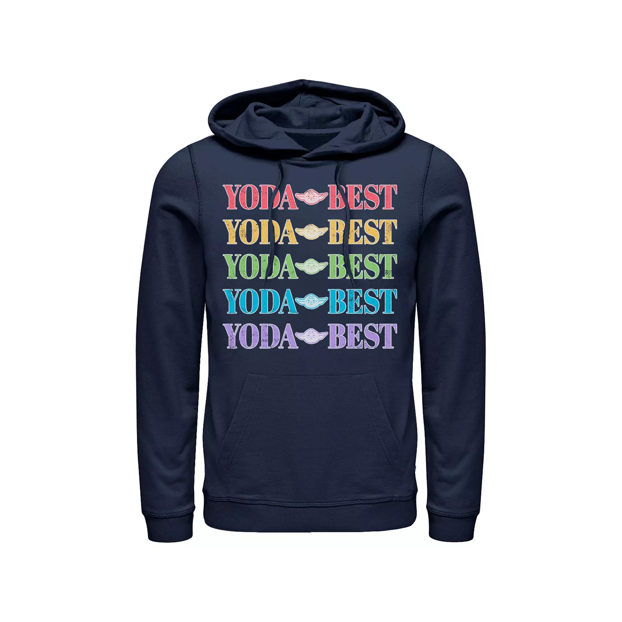 Men's Star Wars Pride Yoda Best Rainbow Text Stack Graphic Hoodie,  Product Image