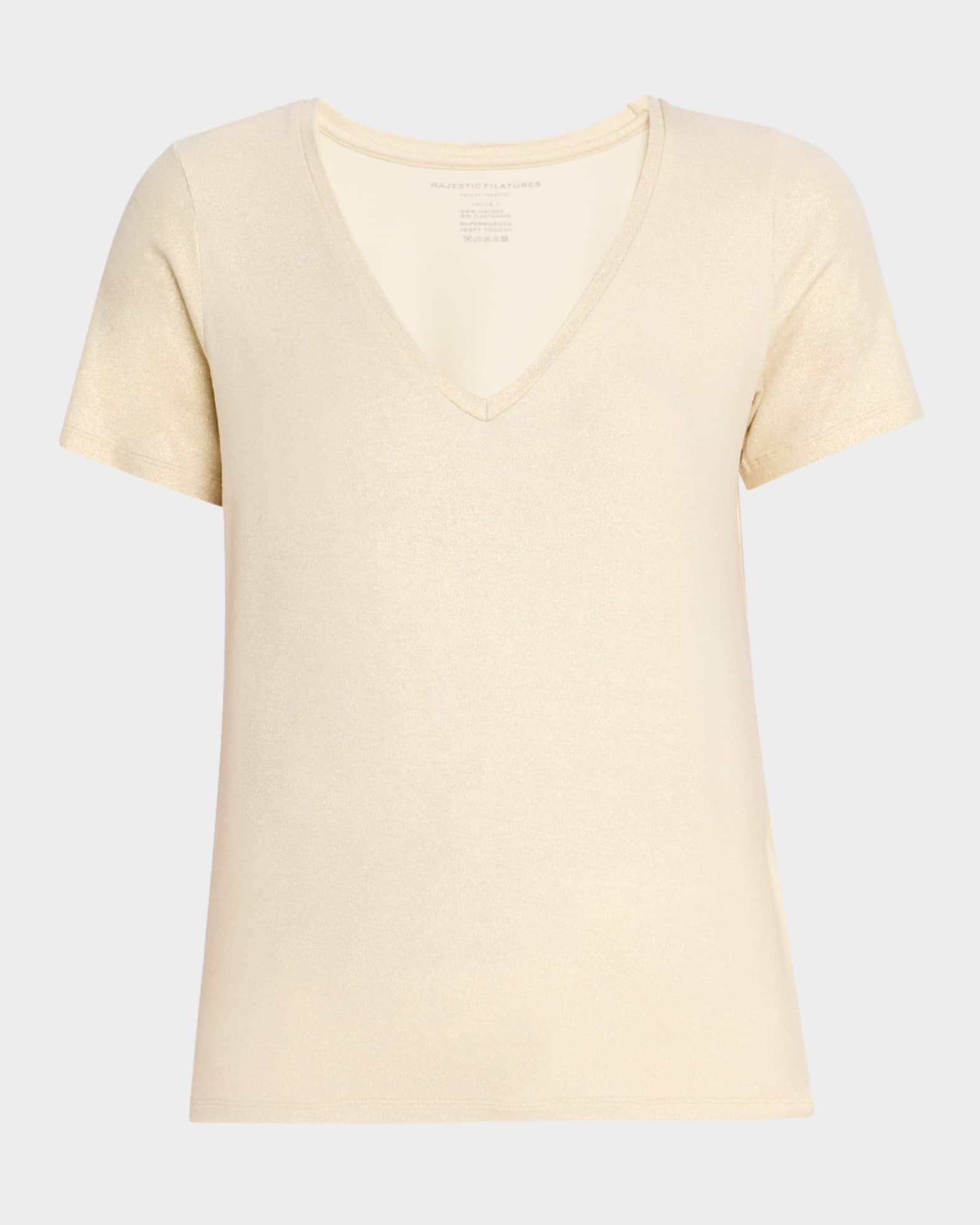 Soft Touch V-Neck Shimmer Jersey T-Shirt Product Image